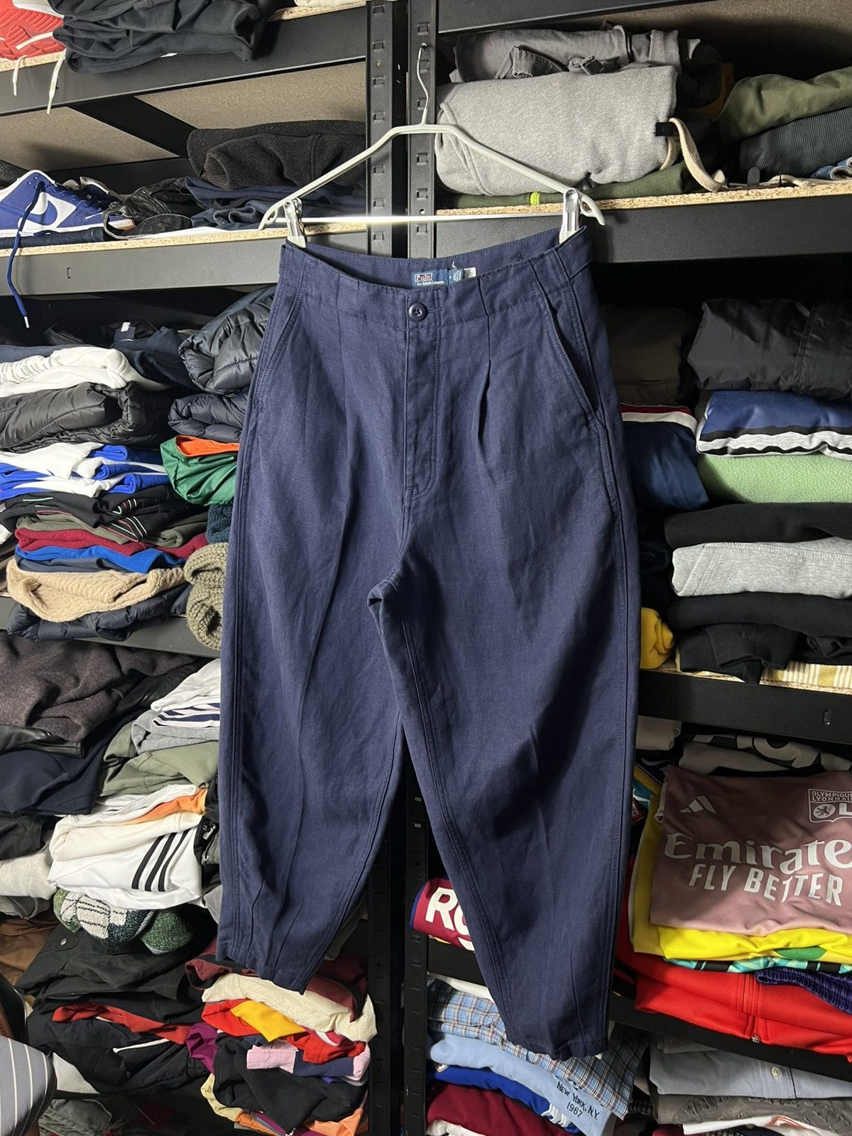 Polo Ralph Lauren Polo Ralph Lauren Pleated Linen Blend Twill Pants Navy Women Size 28" / US 6 / IT 42 - 1 Thumbnail