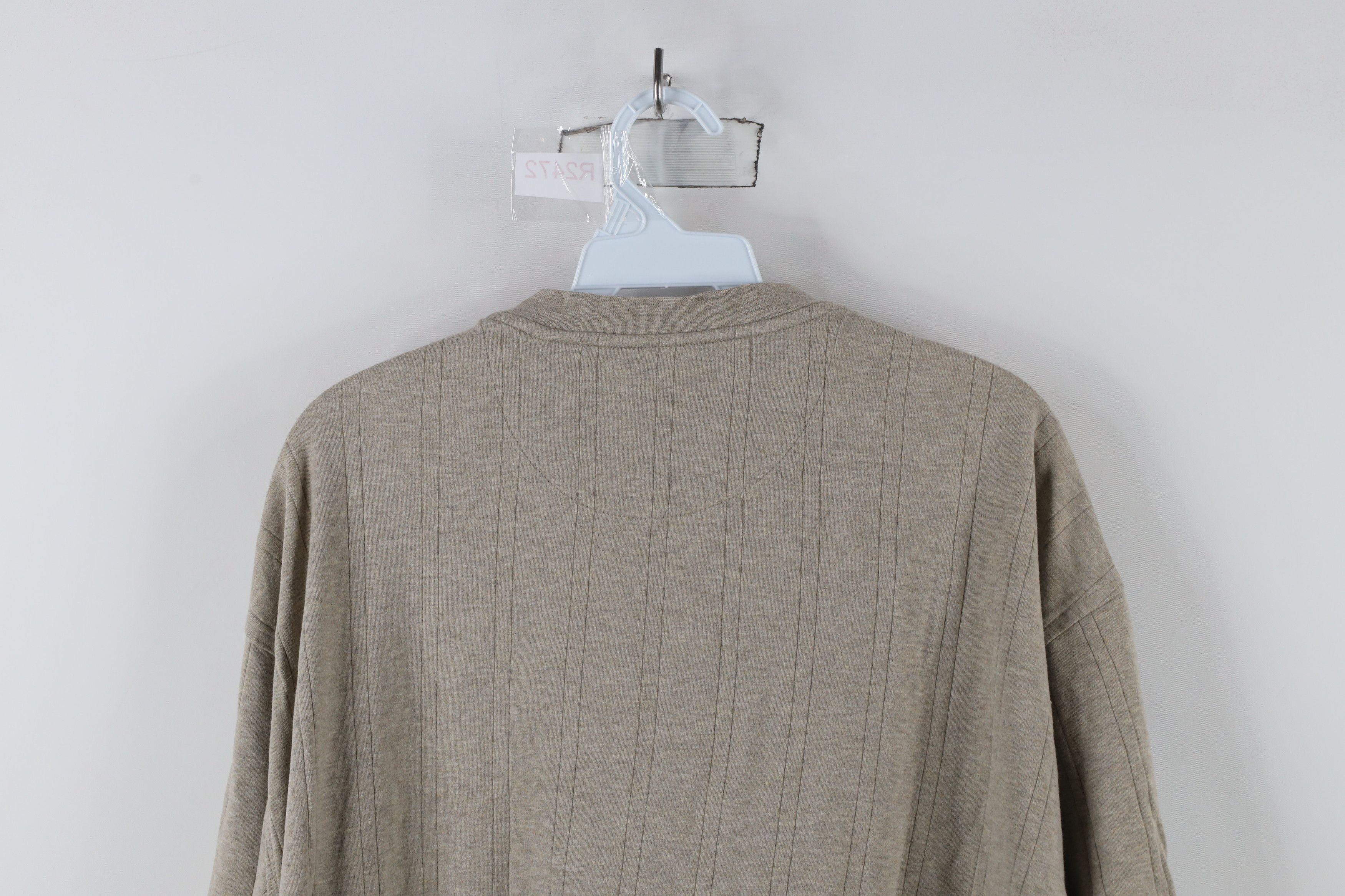 Vintage Vintage 90s Streetwear Striped Knit Henley T-Shirt Beige Size US XL / EU 56 / 4 - 8 Thumbnail