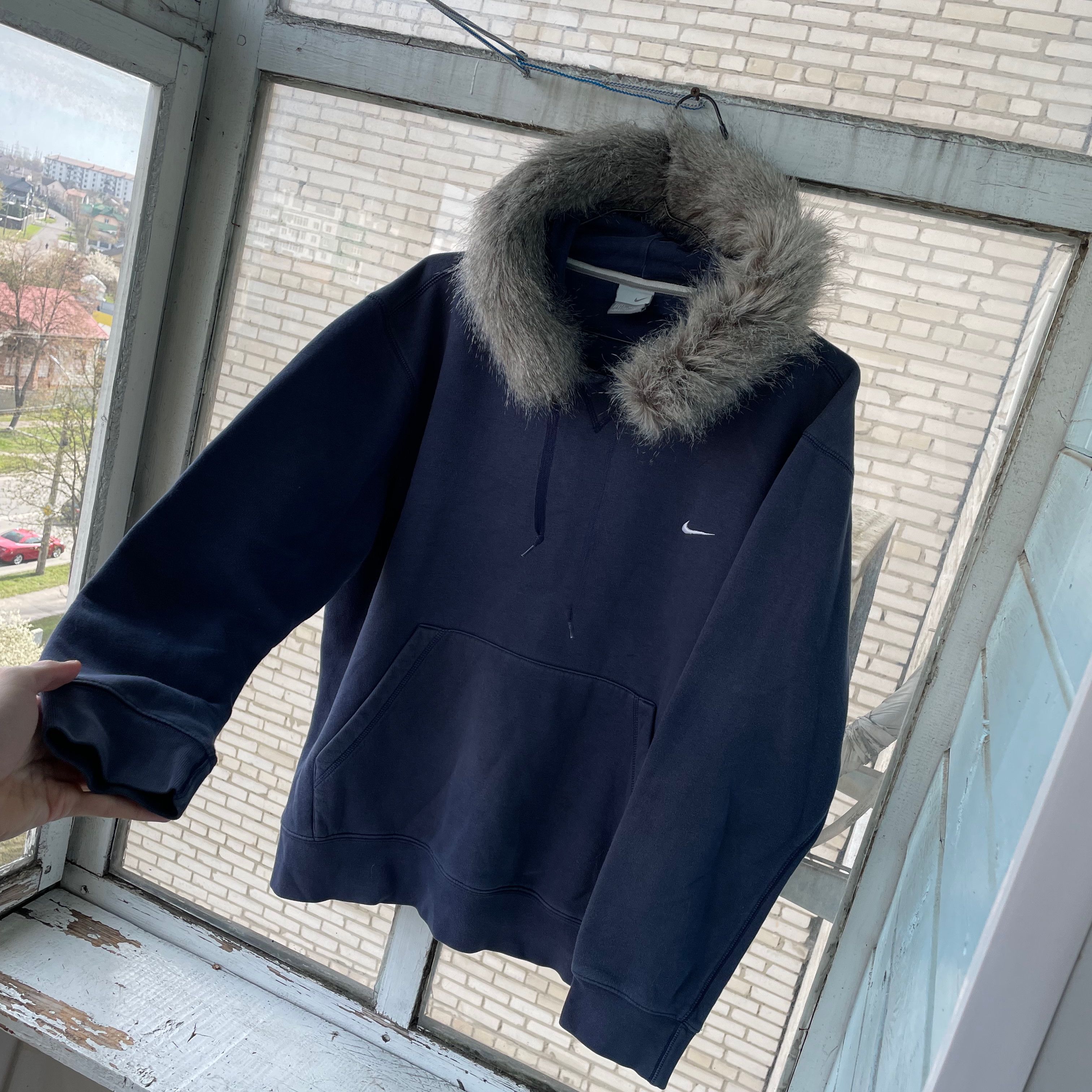 Nike × Vintage 00s Vintage Nike hoodie Custom Fur y2k opium grunge Size US L / EU 52-54 / 3 - 2 Thumbnail