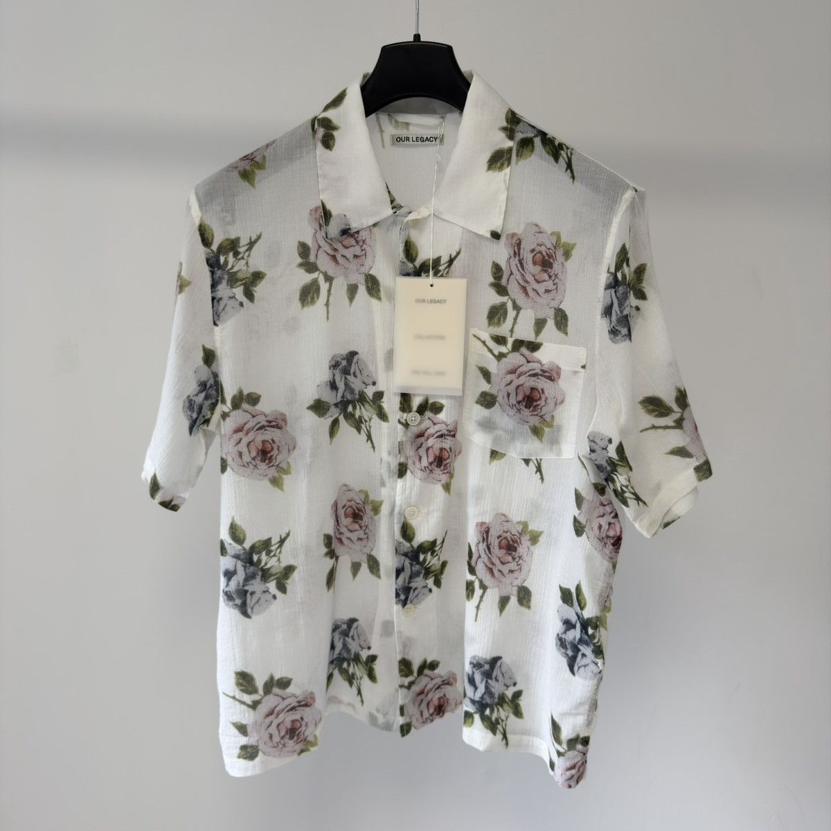 Our Legacy White Cotton Voile ‘Rose Print’ Box Shirt Size US S / EU 44-46 / 1 - 2 Thumbnail