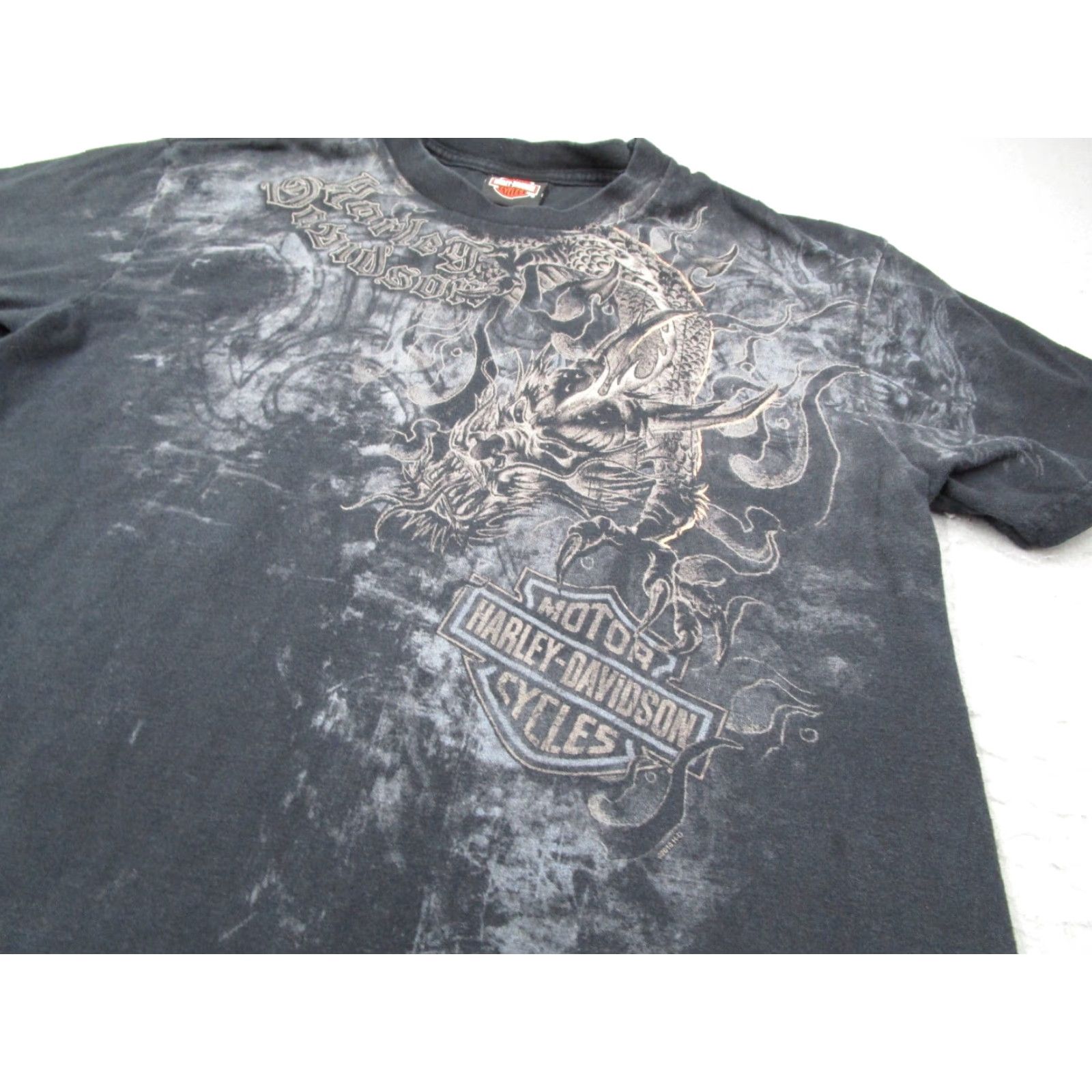 Harley Davidson Harley-Davidson Shirt Men L Black Double Sided Graphic Crew Neck Los Angeles California Dragon Size US L / EU 52-54 / 3 - 2 Thumbnail