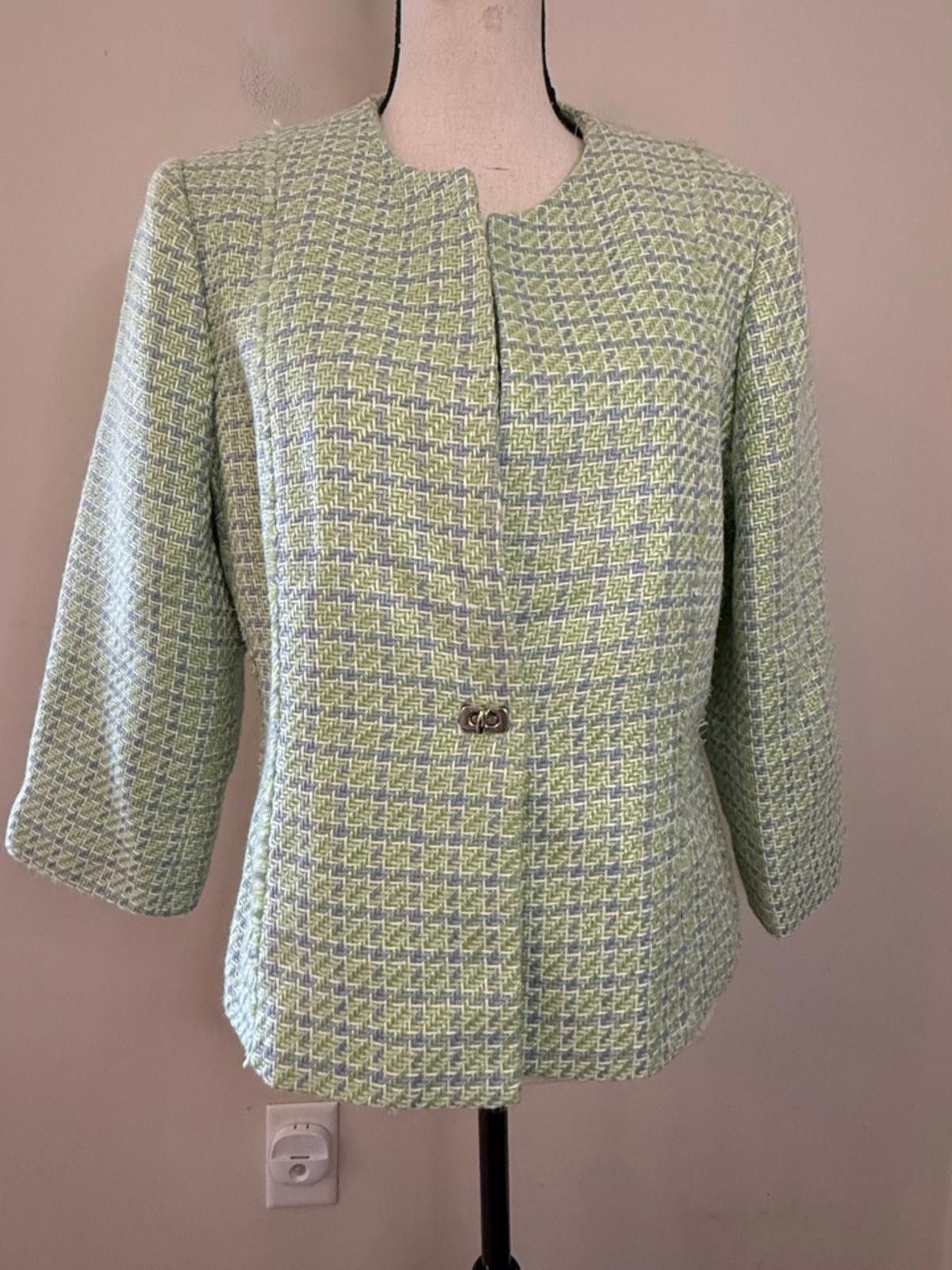 Other Sag Harbor spring green sky blue tweed blazer jacket SZ 12P Size XL / US 12-14 / IT 48-50 - 1 Thumbnail