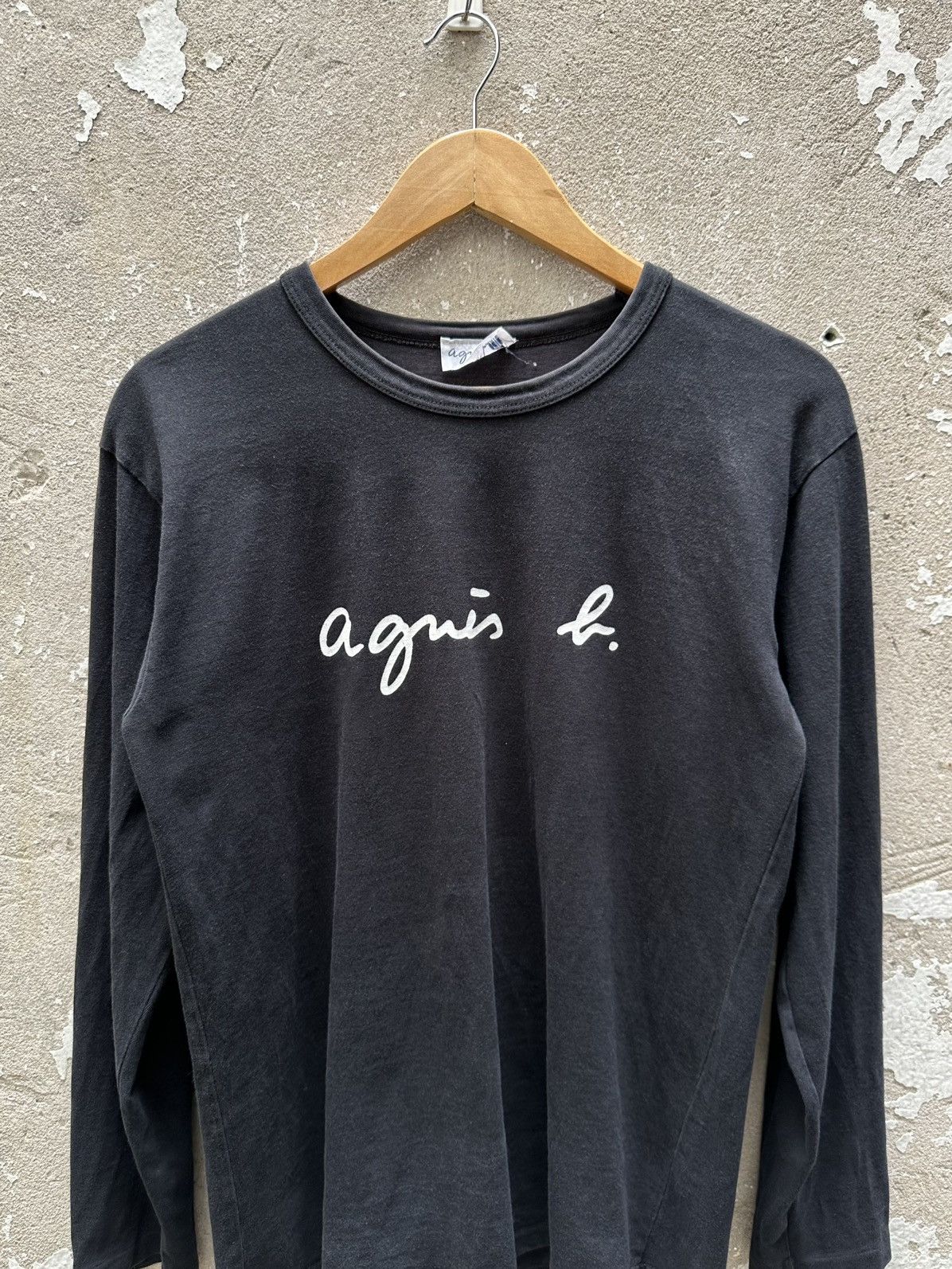 agnes b. Vintage 90's Again R. Simple Font Longsleeve Tshirt Size US M / EU 48-50 / 2 - 3 Thumbnail