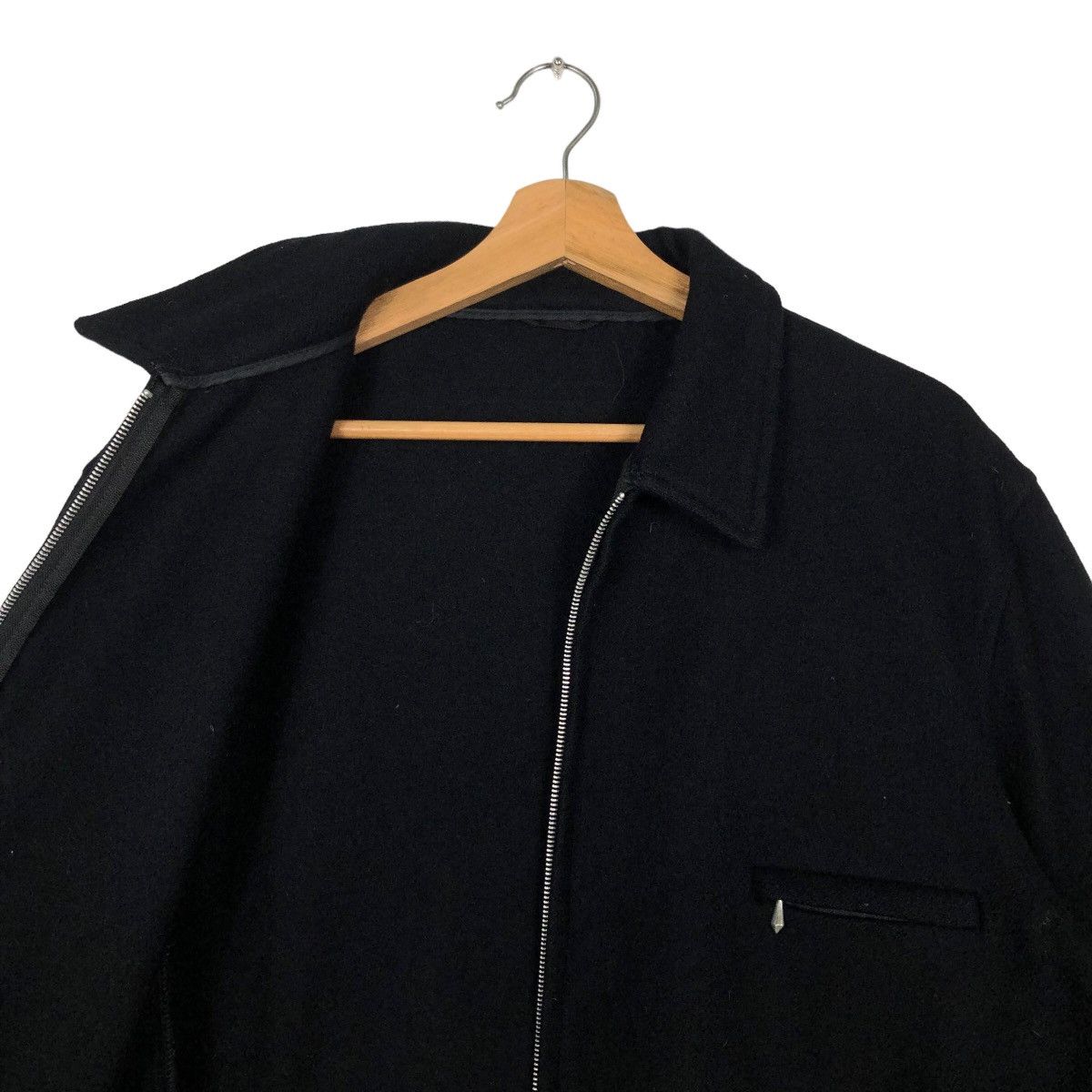 Vintage 🔥Iconic Black - 90’s Biker Wool Jacket Fidelity USA Size US L / EU 52-54 / 3 - 9 Thumbnail