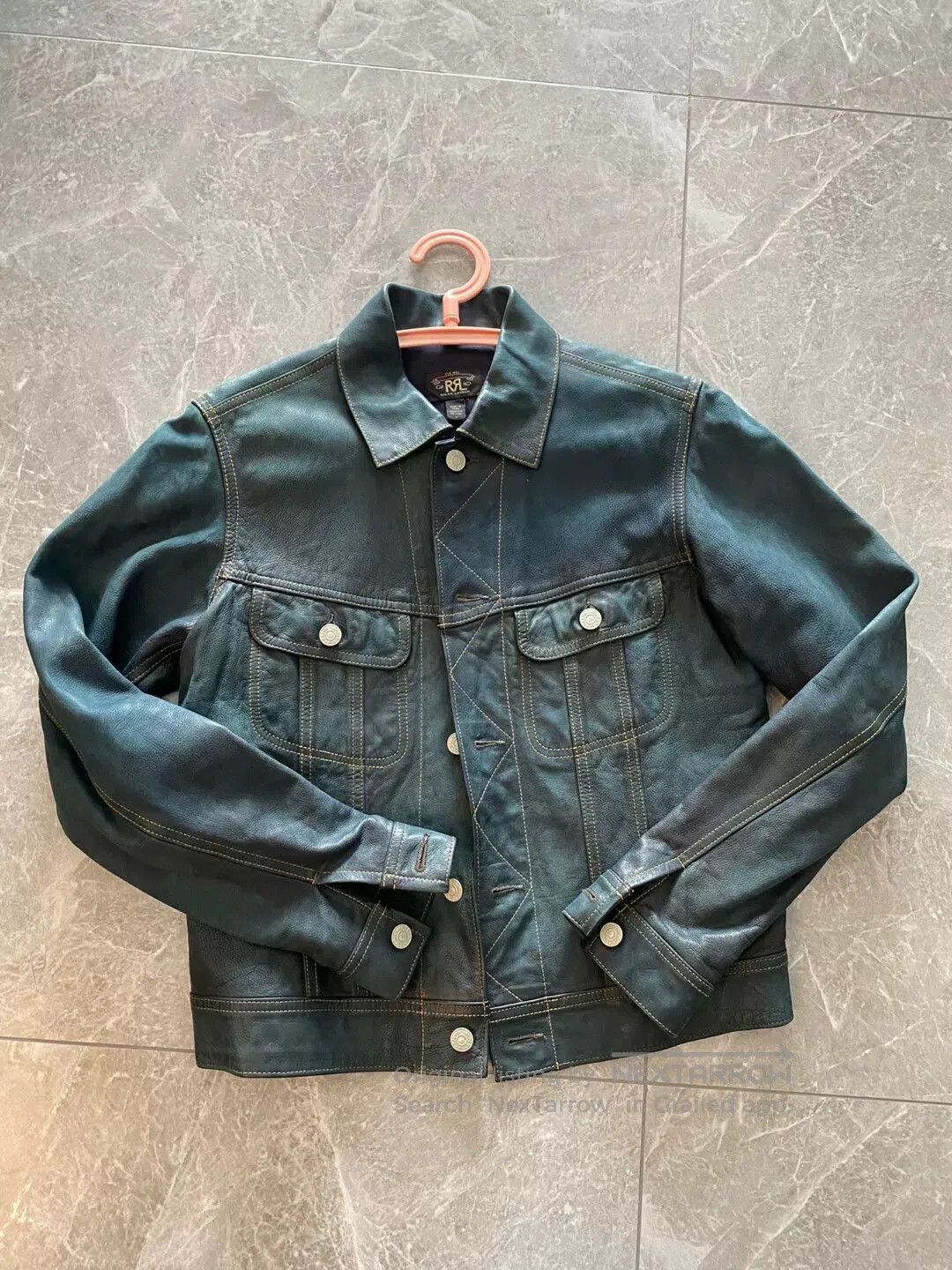 RRL Ralph Lauren women's blue dye leather jacket. Size XS / US 0-2 / IT 36-38 - 1 Thumbnail