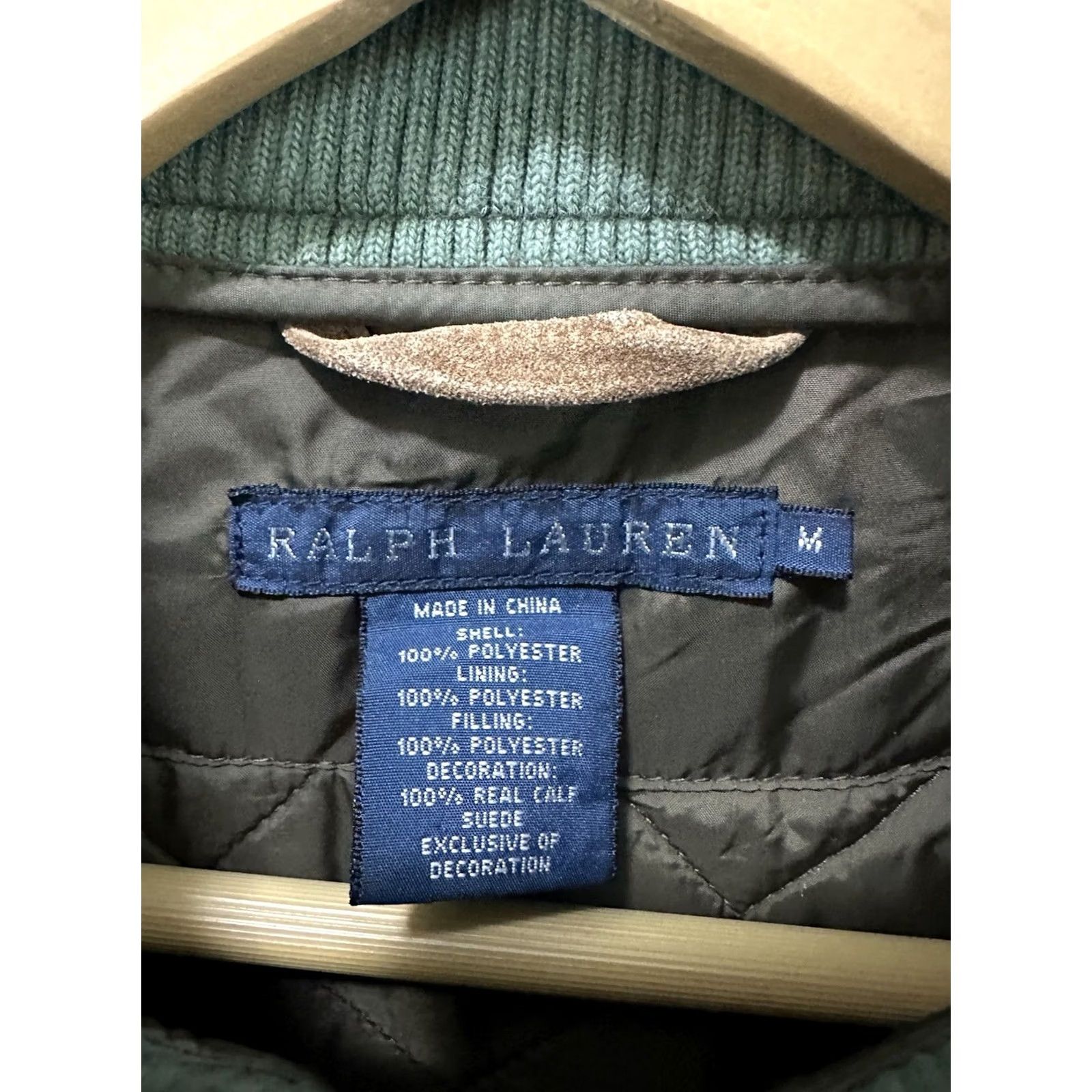 Ralph Lauren VINTAGE Ralph Lauren Women's RL Crest Quilted Suede Trim Equestrian Vest M Brown Green Crest Quilted Vest Womens Mens? Size M / US 6-8 / IT 42-44 - 5 Thumbnail