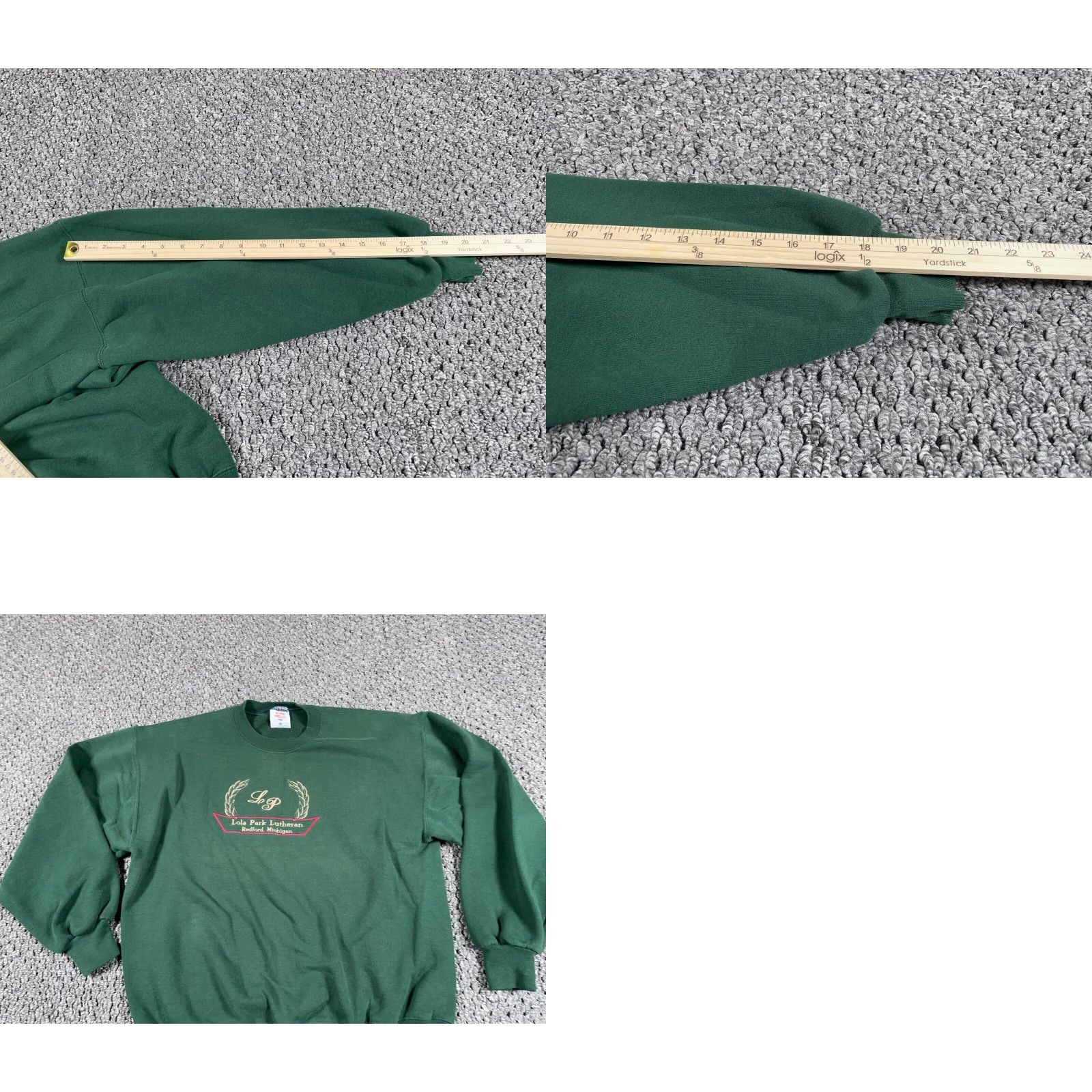 Jerzees VINTAGE Jerzees Sweatshirt Adult Large Green Embroidered Michigan Lola Park Lutheran Size US L / EU 52-54 / 3 - 8 Thumbnail