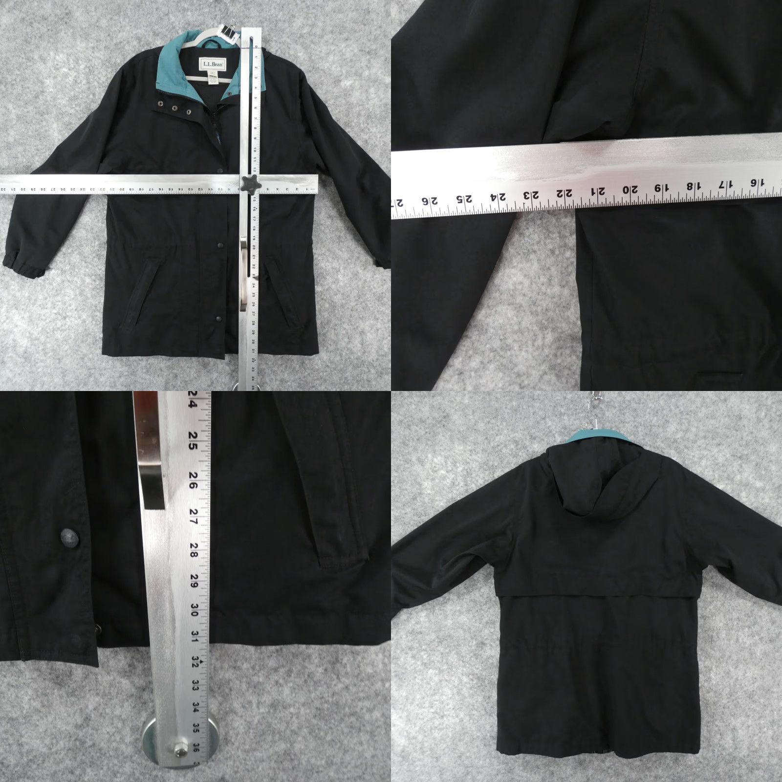 Vintage L.L. Bean Jacket Womens Medium Black Turquoise Hooded Lined Full Zip Size M / US 6-8 / IT 42-44 - 9 Thumbnail
