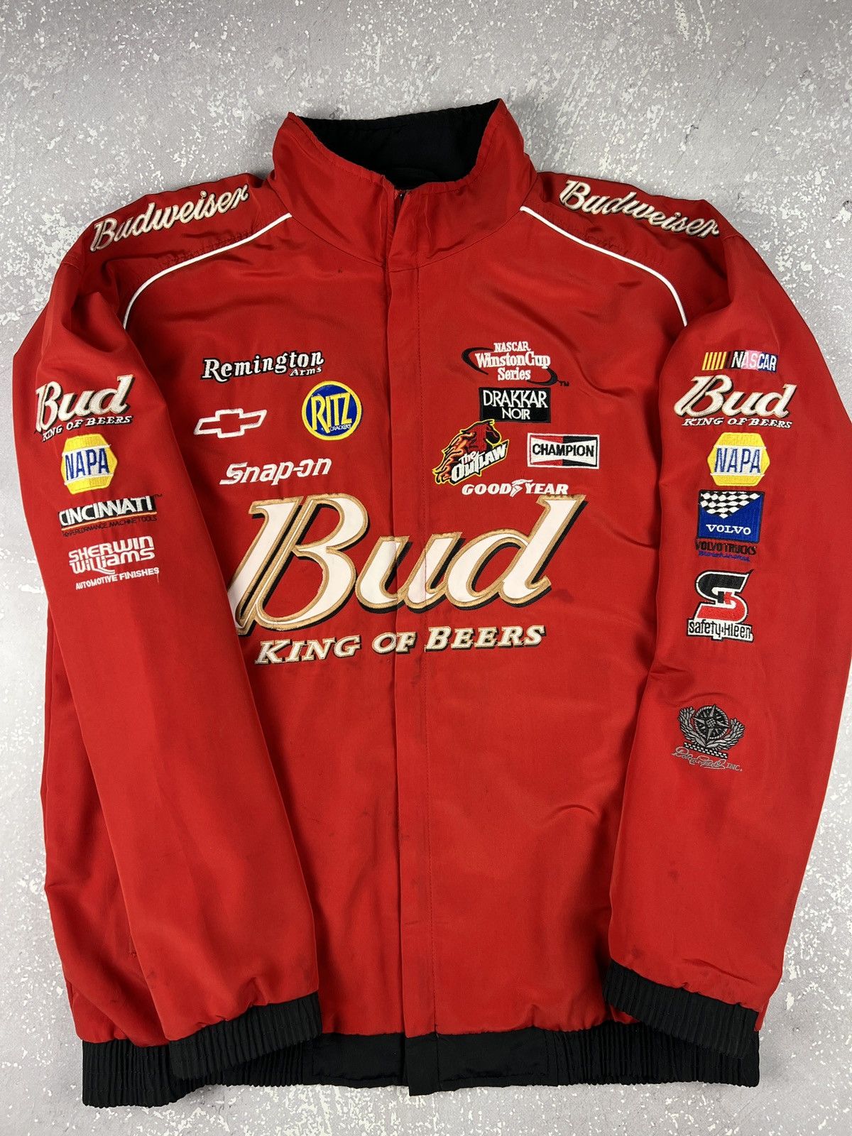 NASCAR Vintage Bud Nascar Racing Jacket with patches XXL Mens Red Size US XXL / EU 58 / 5 - 3 Thumbnail