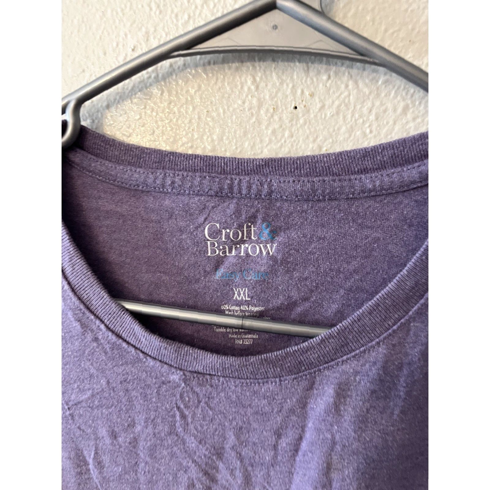 Croft & Barrow Croft & Barrow T-Shirt Men's - Shirt - XXL - Purple - Easy-Care - Cotton Blend - Short Sleeve - Round Neck - Casual - Solid - Colorful - Regular Fit Size US XXL / EU 58 / 5 - 2 Thumbnail