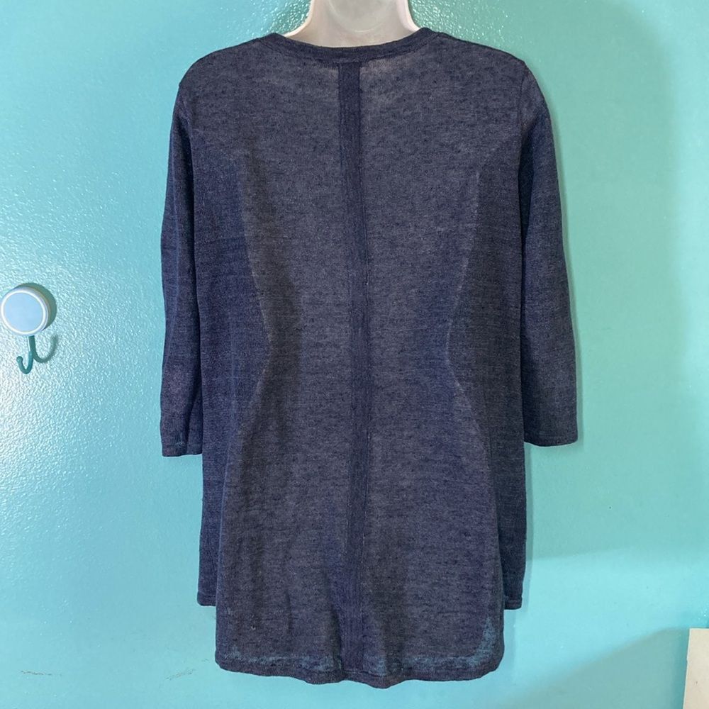 Wolford Belford Womens Size M Blue Knit Linen Pullover V-Neck Sweate Size M / US 6-8 / IT 42-44 - 6 Thumbnail