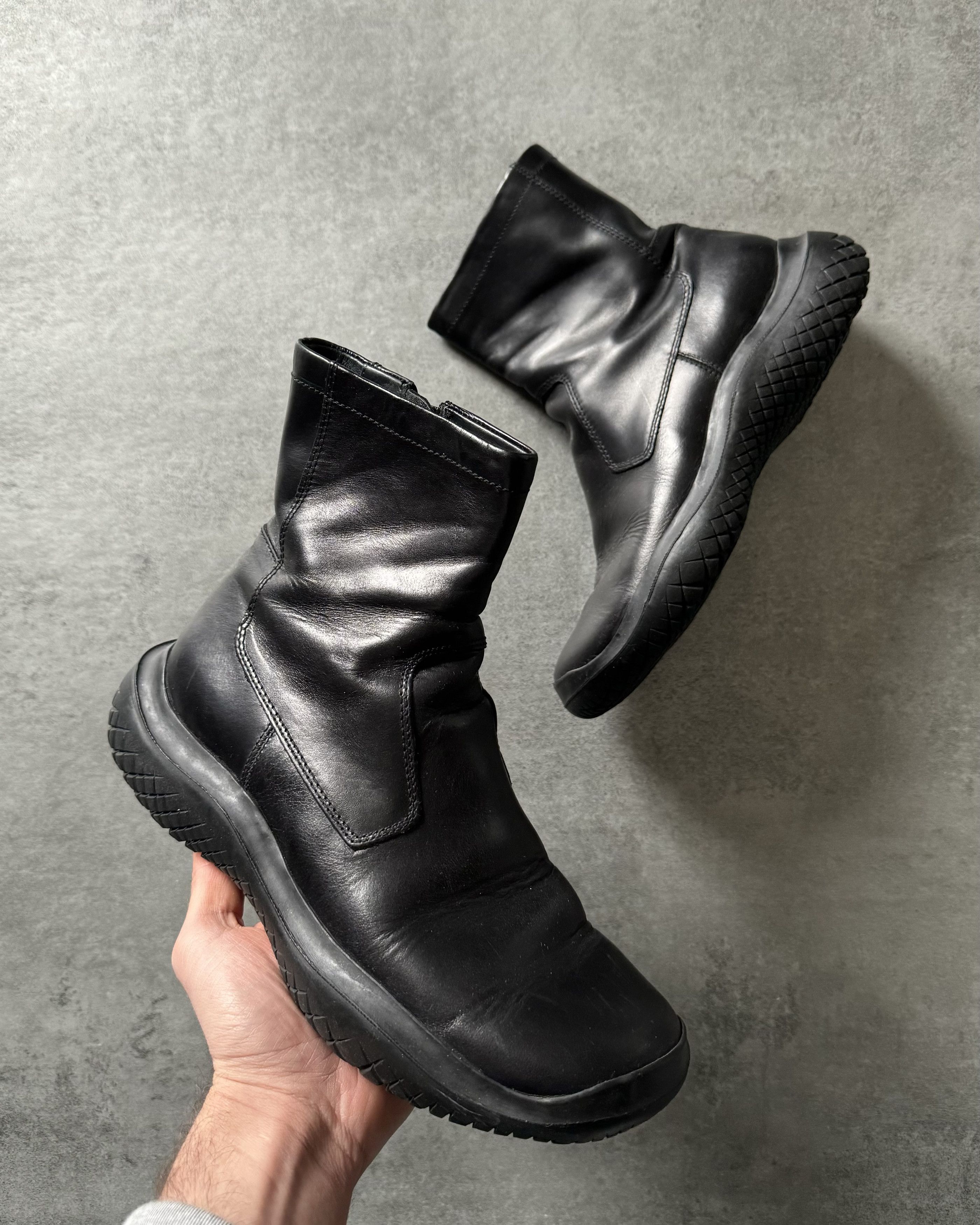 image of Archival Clothing x Prada Fw1999 Prada Ankle Vibram Leather Boots in Black, Women's (Size 8.5)