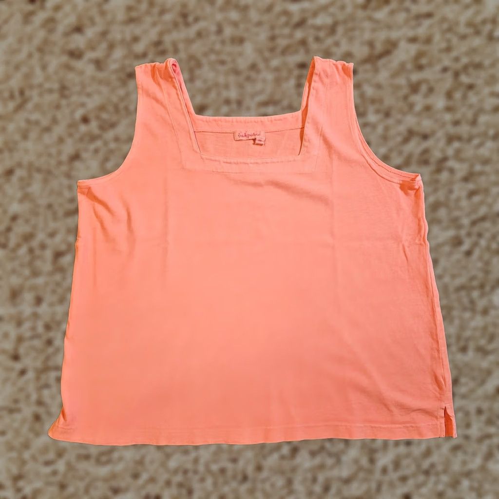 Layer 8 Fresh Produce Tank Top Women 2XL Orange Square Neck Neon Wide Strap Causal Layer Tank Size XXL / US 16-18 / IT 52-54 - 1 Thumbnail