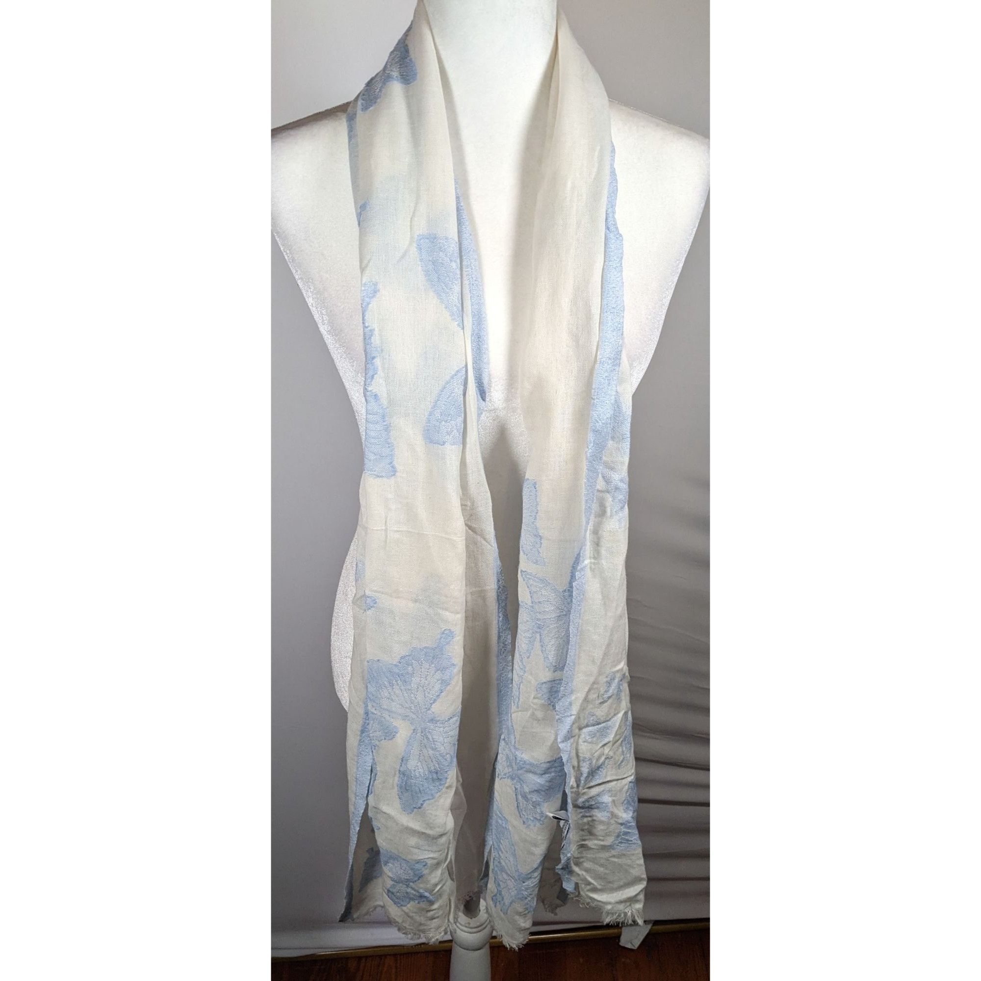Other Pam's Pashminas & Exotic Scarves Fairycore Blue And White Bu Size ONE SIZE - 6 Thumbnail