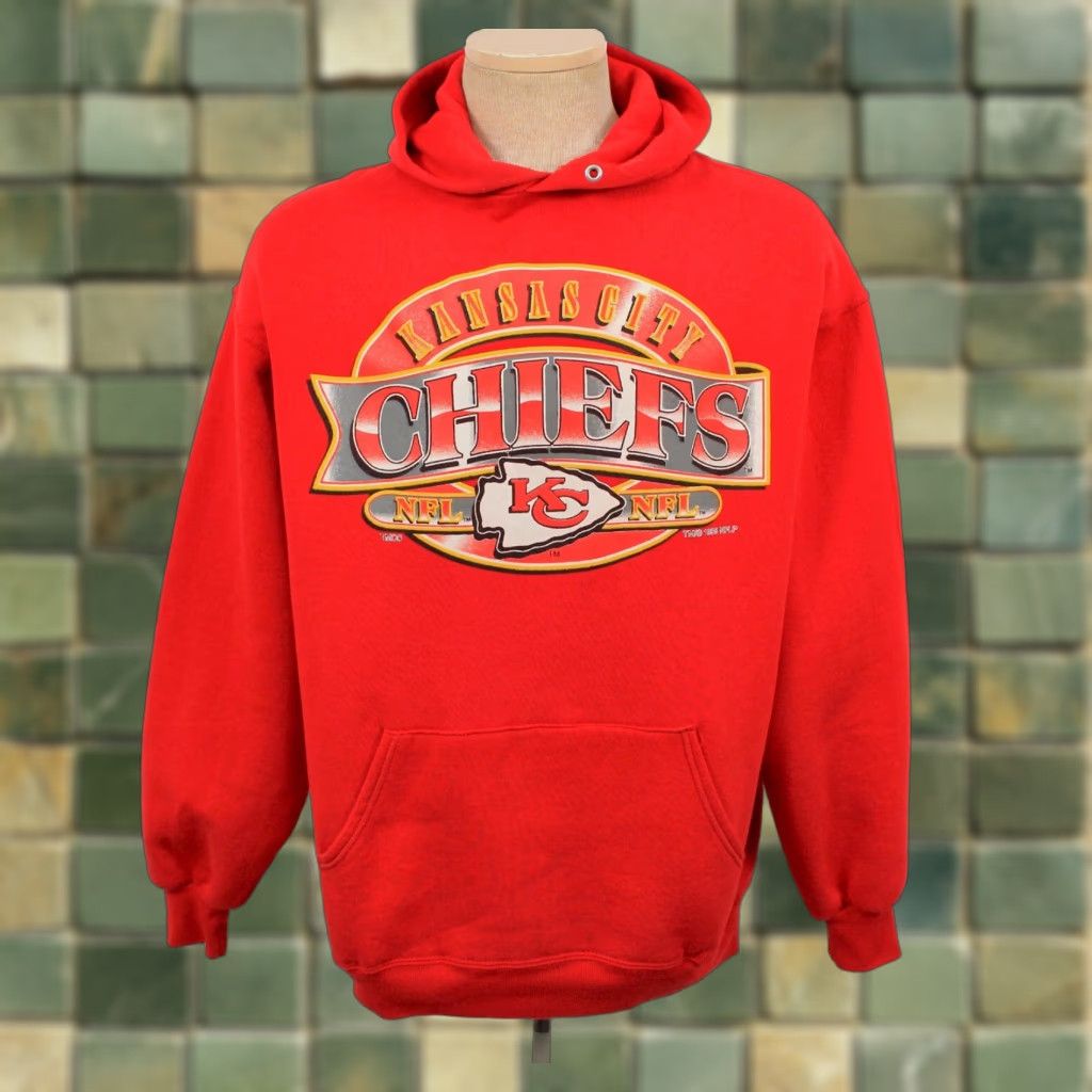 NFL Chiefs Hoodie Men’s 90s Sweatshirt Sz S NFL 1990s Kansas City Red Cotton Blend Size US S / EU 44-46 / 1 - 1 Thumbnail