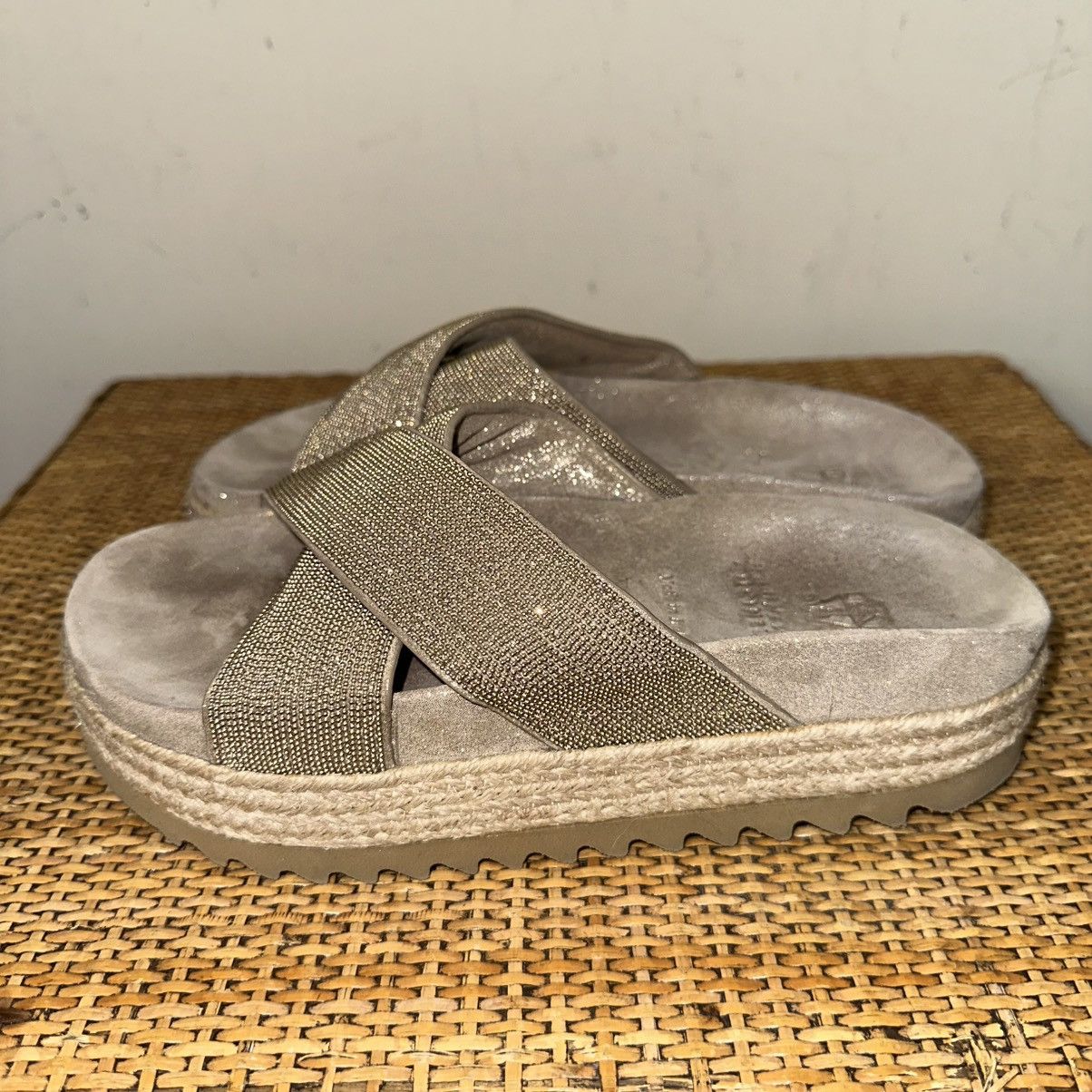 Brunello Cucinelli BRUNELLO CUCINELLI Women 5 Gold Criss Cross Monili Slide Size US 5 / IT 35 - 6 Thumbnail