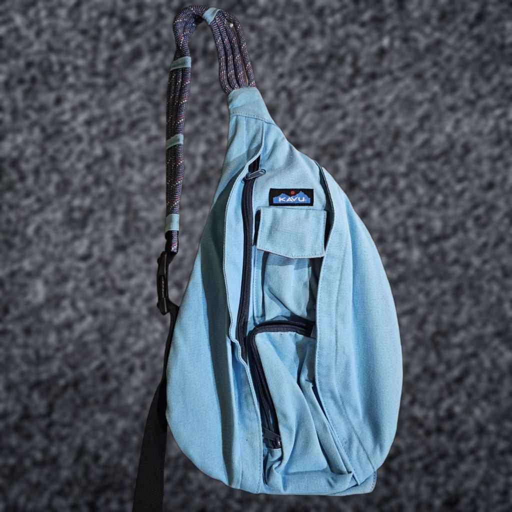 KAVU KAVU Rope Sling Bag Crossbody Backpack Cotton 5 Pocket Design - Medium Size Unisex Blue Size ONE SIZE - 1 Thumbnail