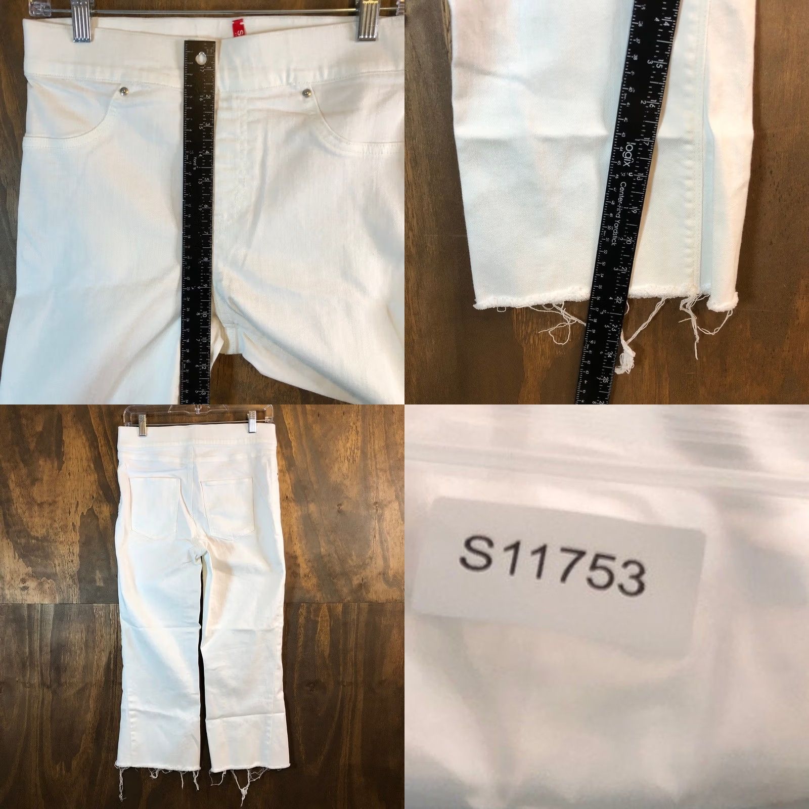 Spanx Spanx Womens Pants White Pull On High Rise Wide Cropped Raw Hems Stretch Medium Size 32" / US 10 / IT 46 - 8 Thumbnail