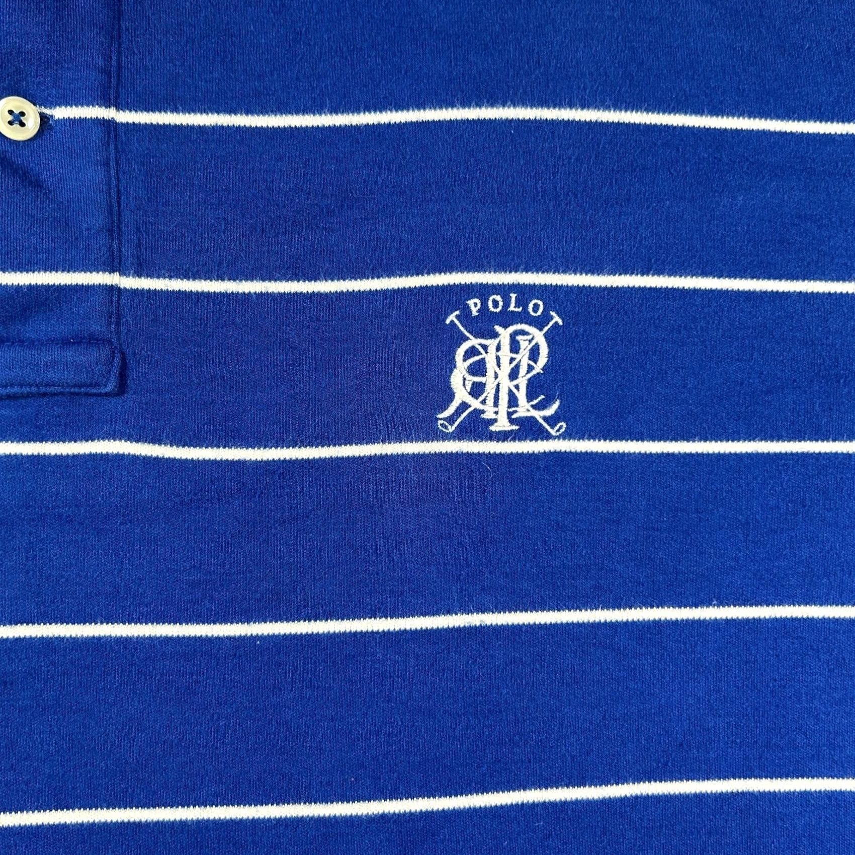 Polo Ralph Lauren Polo Ralph Lauren Polo Shirt Mens XL Blue Striped Cotton High Low Hem Golf Shirt Short Sleeve Casual Currentsals Size US XL / EU 56 / 4 - 4 Thumbnail