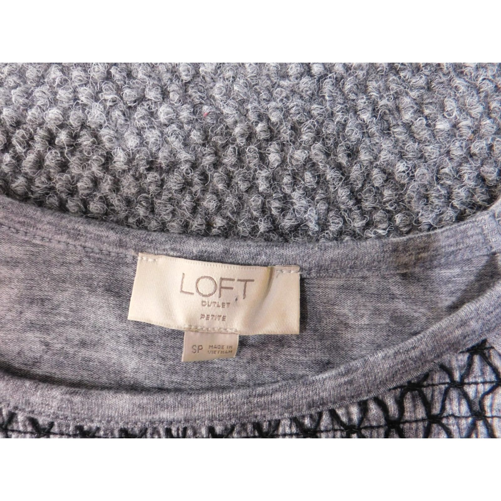 Ann Taylor Ann Taylor Loft Blouse Shirt Petite PS Womens Gray Polyester Spandex Lace Round Neck Long Sleeve Pullover Casual Basic Stretch Modern Classic Shirt Size S / US 4 / IT 40 - 5 Thumbnail