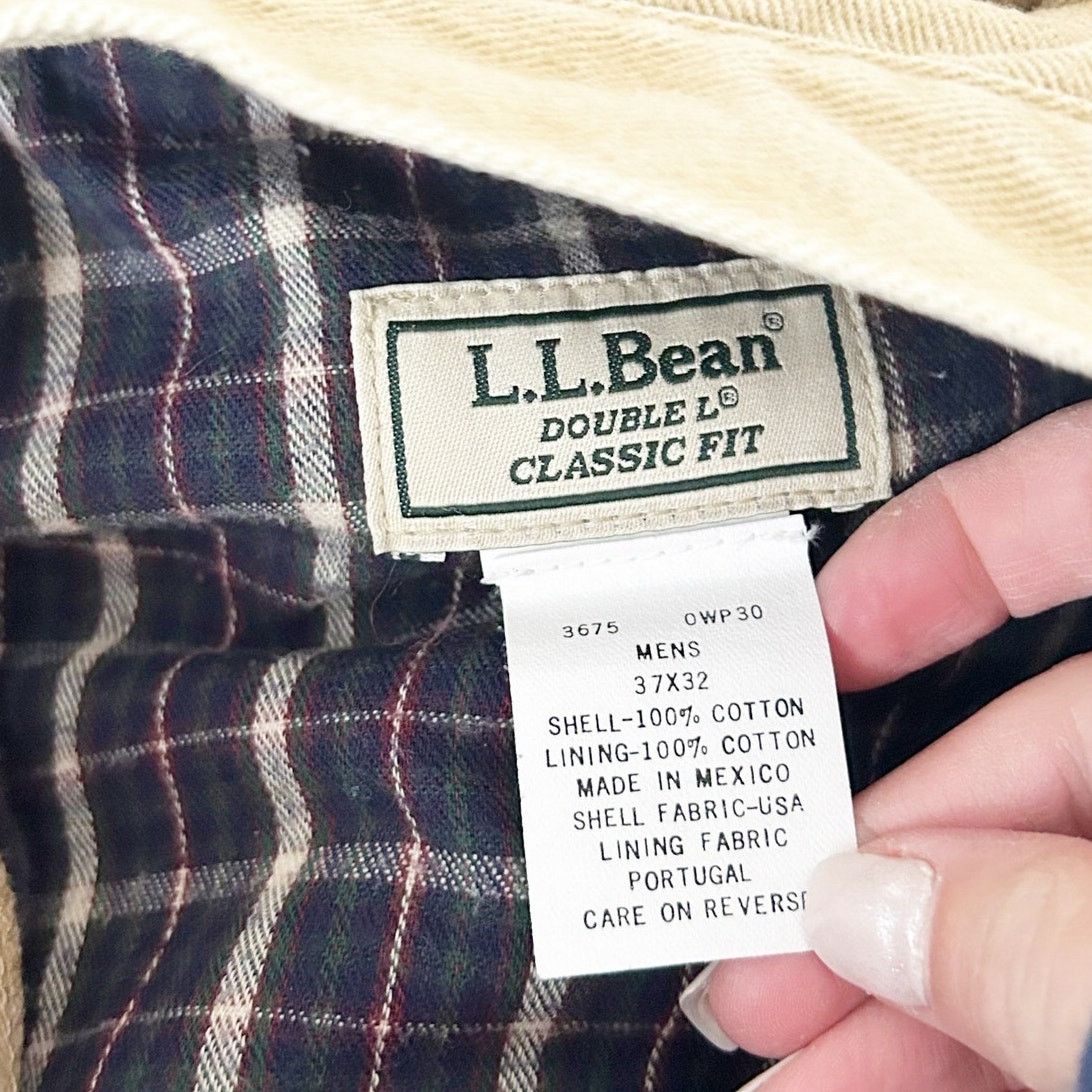 L.L. Bean LL Bean Tan Double L Classic Fit Flannel Lined Jeans 37x32 Size US 37 - 2 Thumbnail