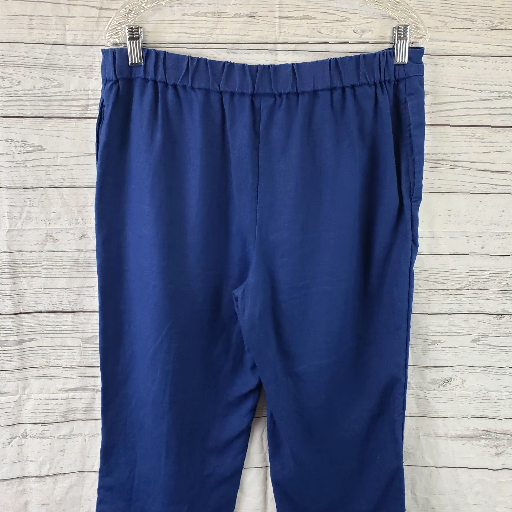 Vintage Chico's Womens Cropped Linen Pants Sz 8 Solid Blue Pull On High Rise Pants Women 8 Cropped Linen Blue Chicos Womens Pants Size 30" / US 8 / IT 44 - 5 Thumbnail