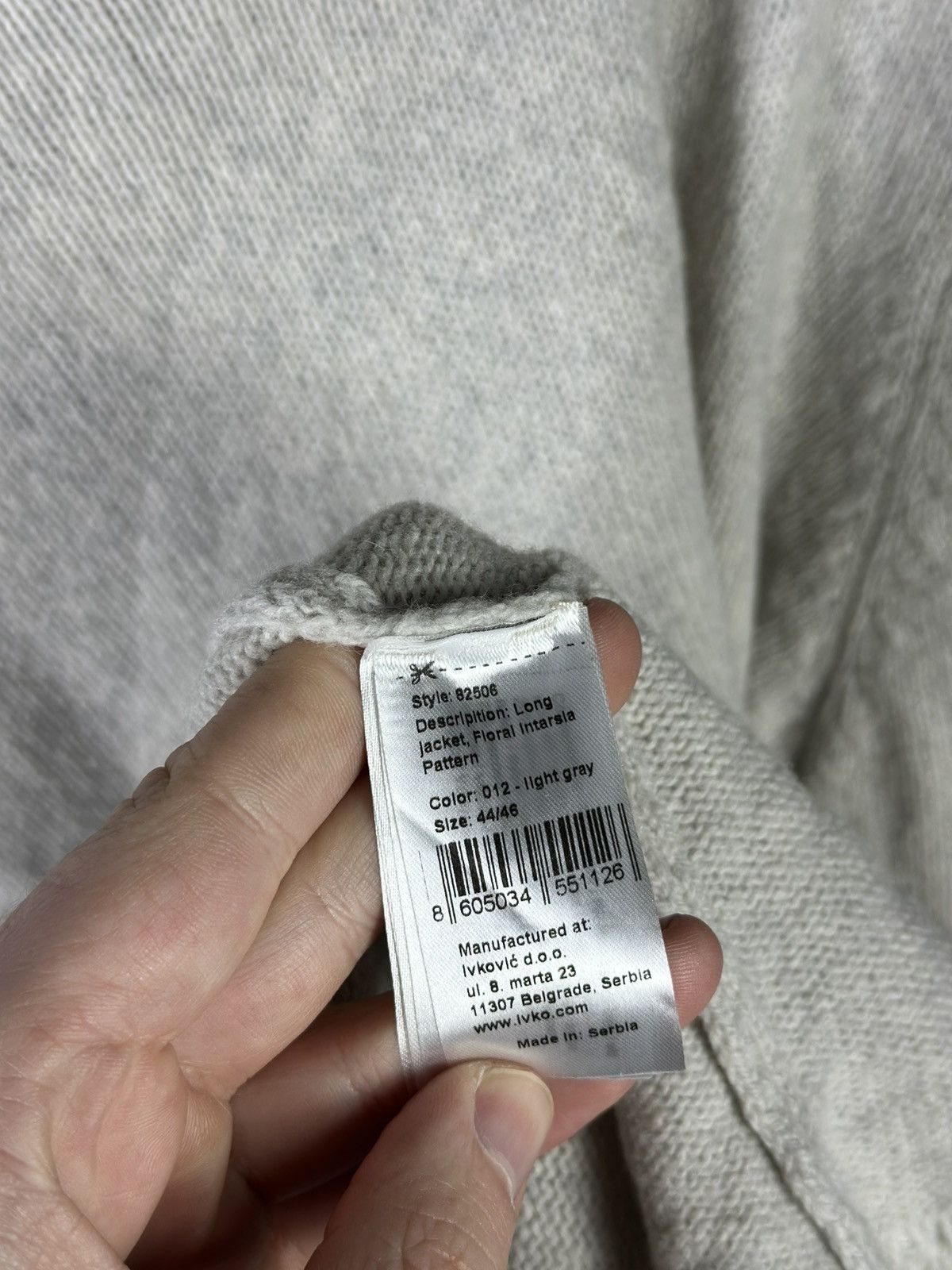 Designer × Vintage IVKO Light Gray Floral Intarsia Wool Semi-Long Sweater Coat Size M / US 6-8 / IT 42-44 - 11 Thumbnail