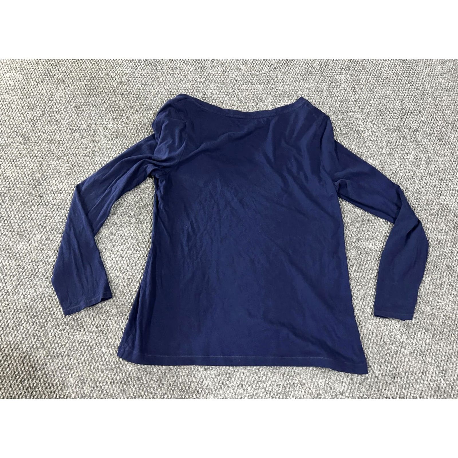 Loft Loft Ann Taylor Shirt Womens L Blue Long Sleeve Ruffle Shoulder Top Size L / US 10 / IT 46 - 6 Thumbnail