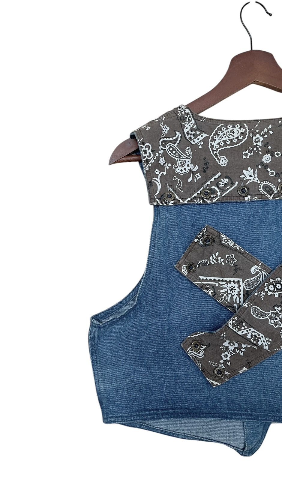 Vintage Japanese Brand Marie Patchwork Denim Vest 1990s