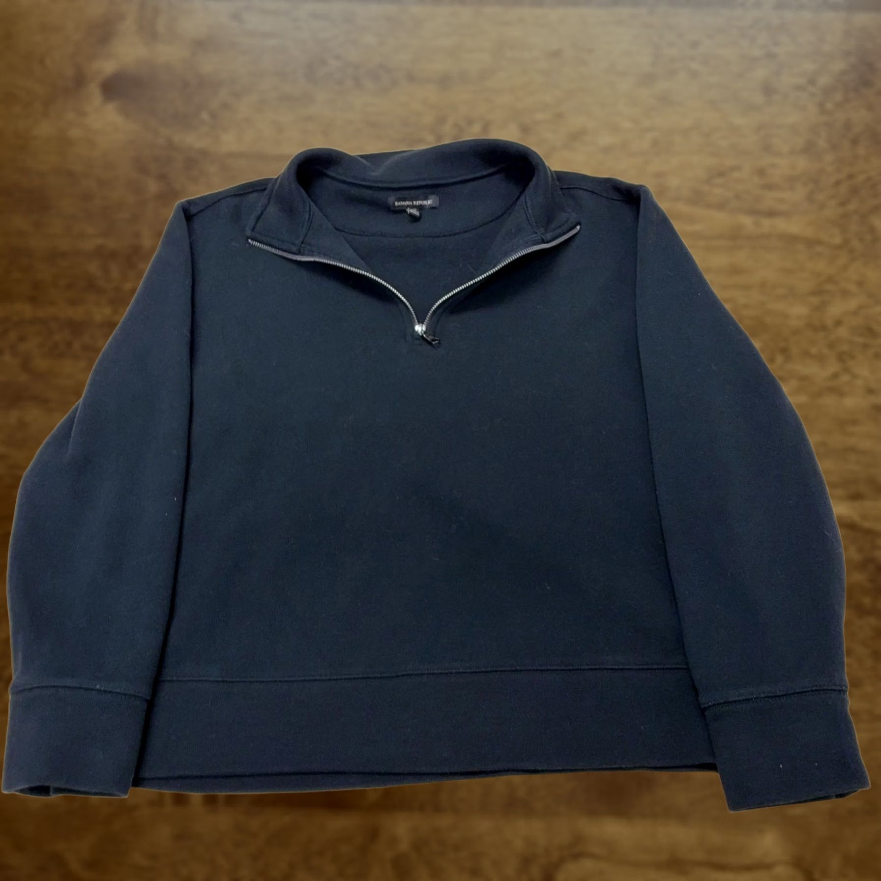 Banana Republic Banana Republic Sweatshirt Mens XL Black Fleece 1/4 Zip Mock Neck Pullover Logo Size US XL / EU 56 / 4 - 1 Thumbnail