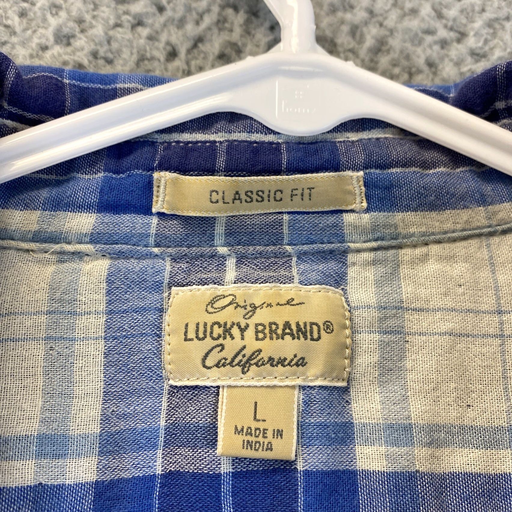 Lucky Brand Lucky Brand Men’s Long Sleeve Dress Shirt Size Large L 100% Cotton Blue / 72-21 Button-Up Button-Down Collared Check Western All Seasons Regular Size 42R - 4 Thumbnail