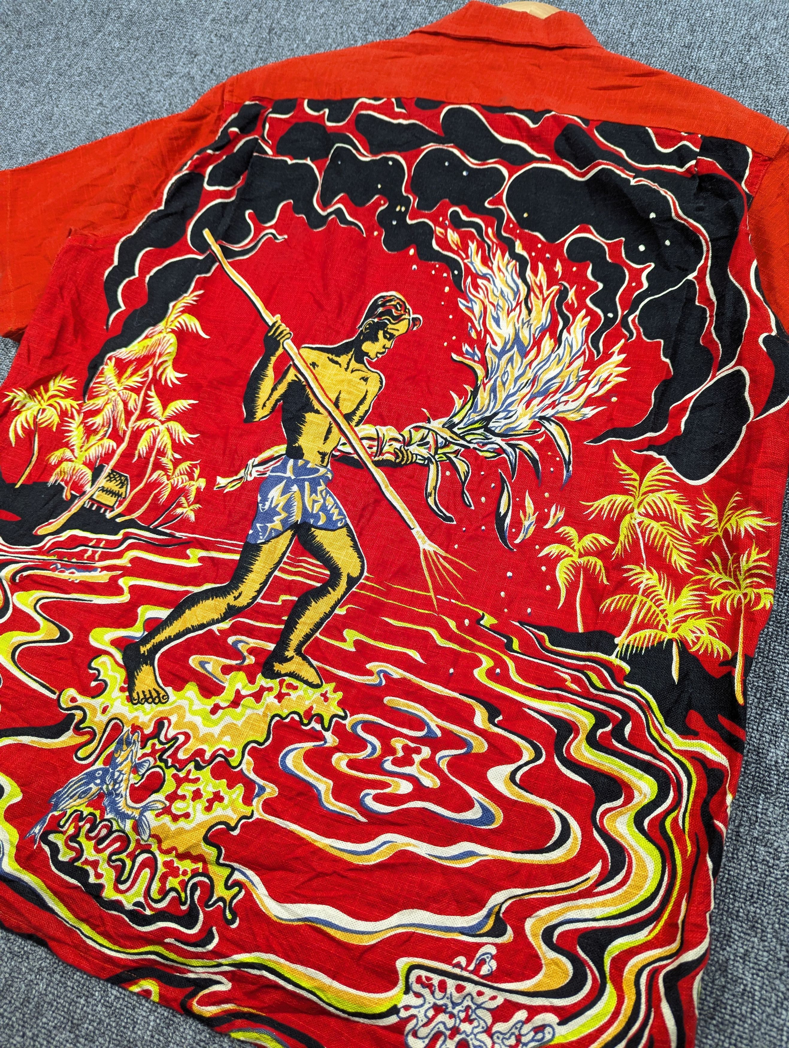 Sun Surf 1950s Sunsurf Torch Fisherman Back Panel Aloha Shirt Size US XL / EU 56 / 4 - 2 Thumbnail