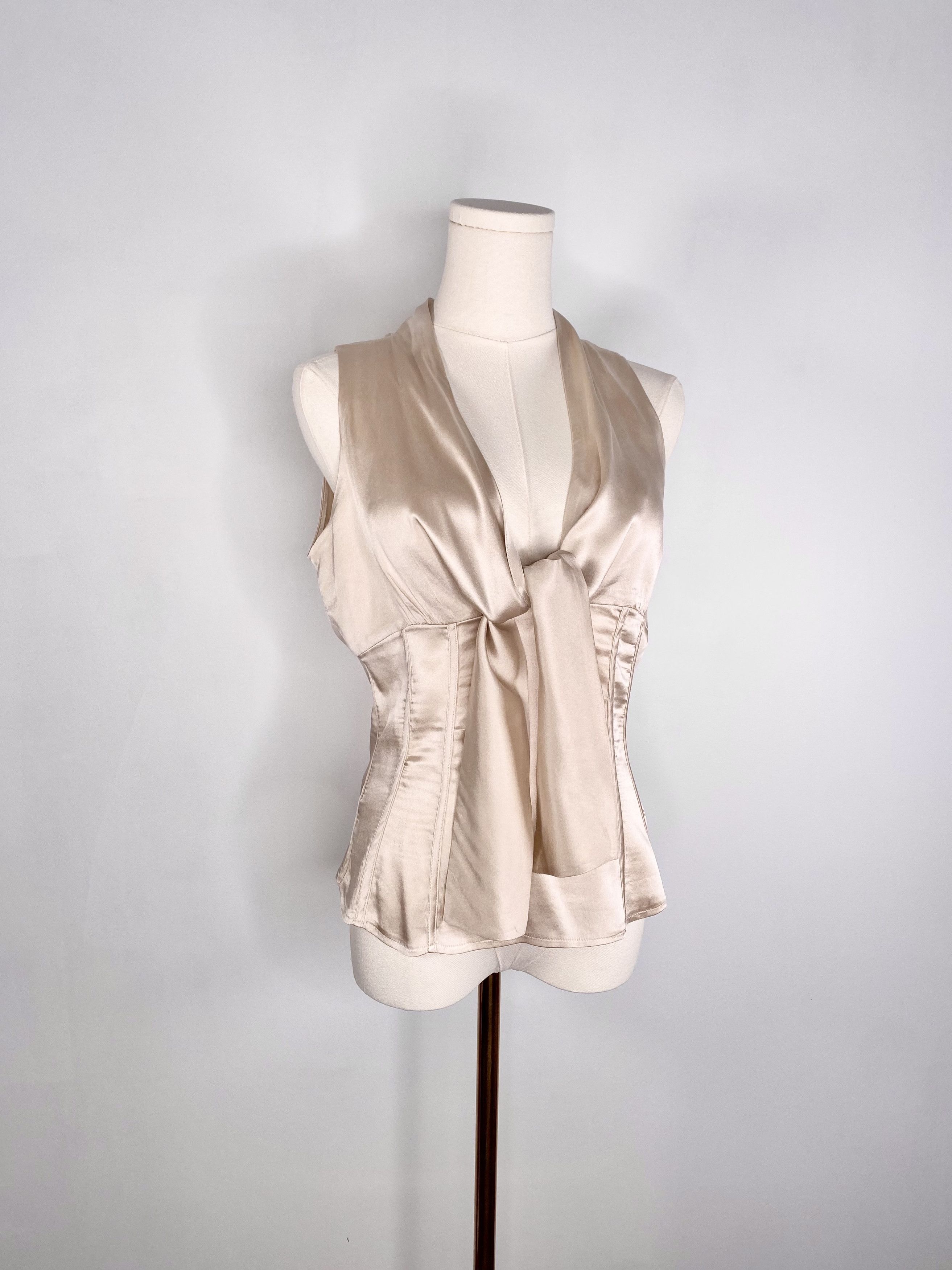 Adolfo Dominguez Adolfo Dominguez - Silk beige ribbon blouse Size XS / US 0-2 / IT 36-38 - 5 Thumbnail