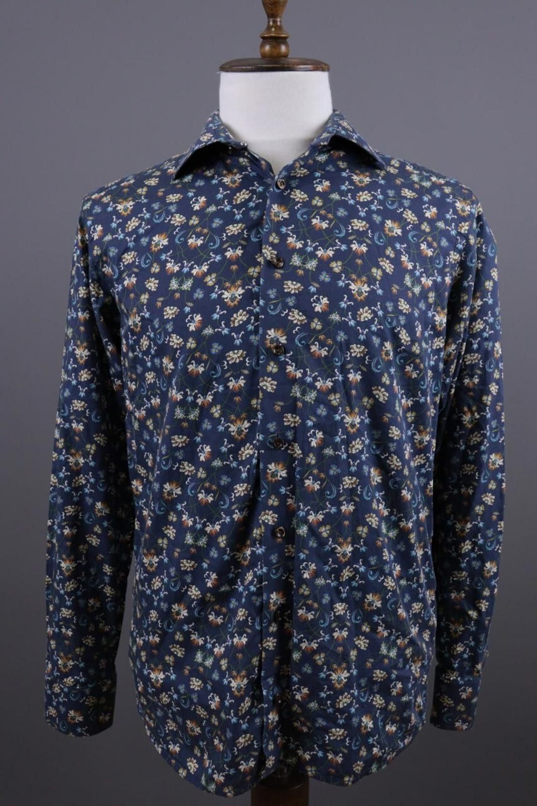 Eton Eton Slim Blue Floral Button Down Shirt Size 42 / 16 Size US M / EU 48-50 / 2 - 1 Thumbnail