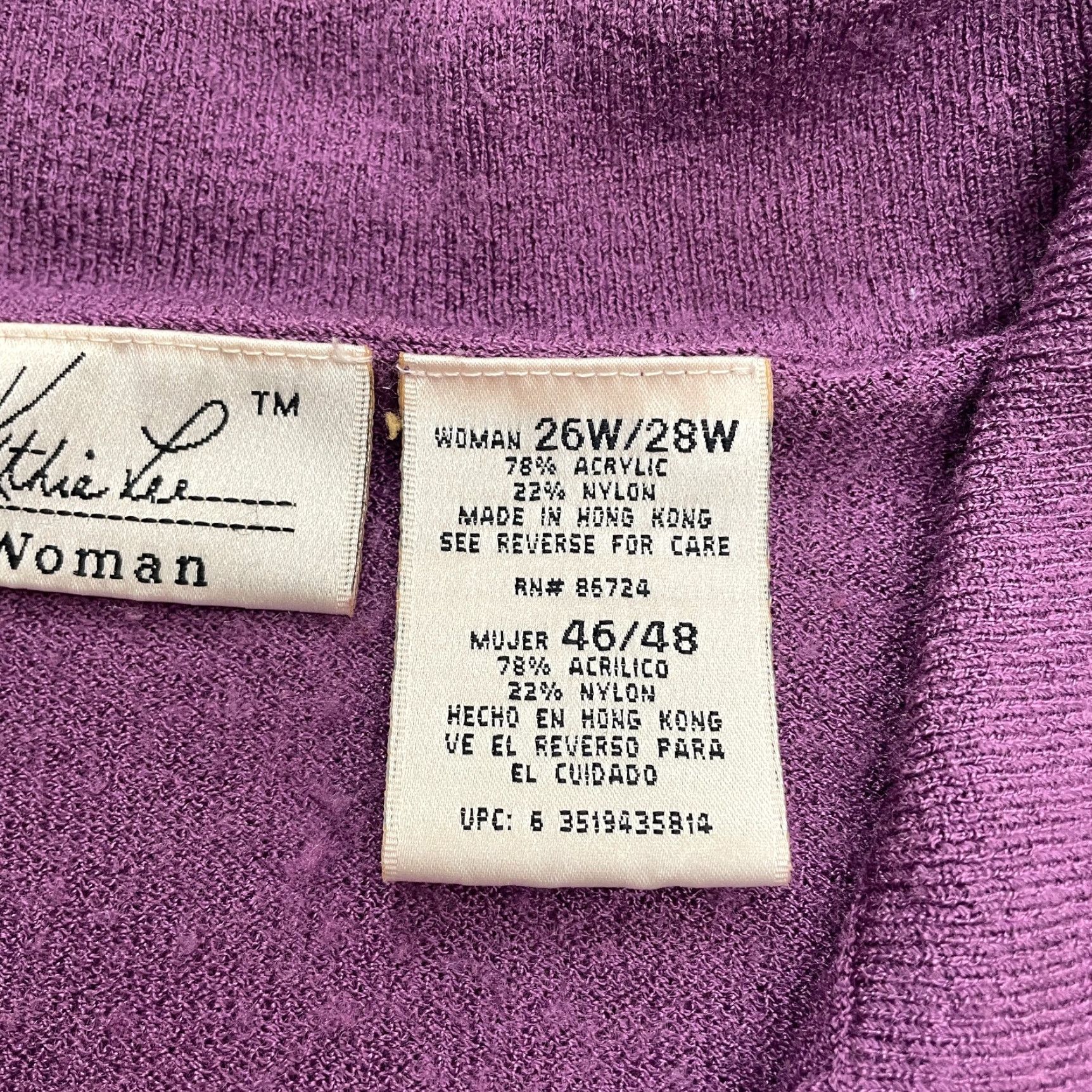 Lee Kathie Lee Sweater Vest Plus Size 26W Purple Sleeveless Collared Knit Casual Womens Size 4XL / US 24-26 - 6 Thumbnail