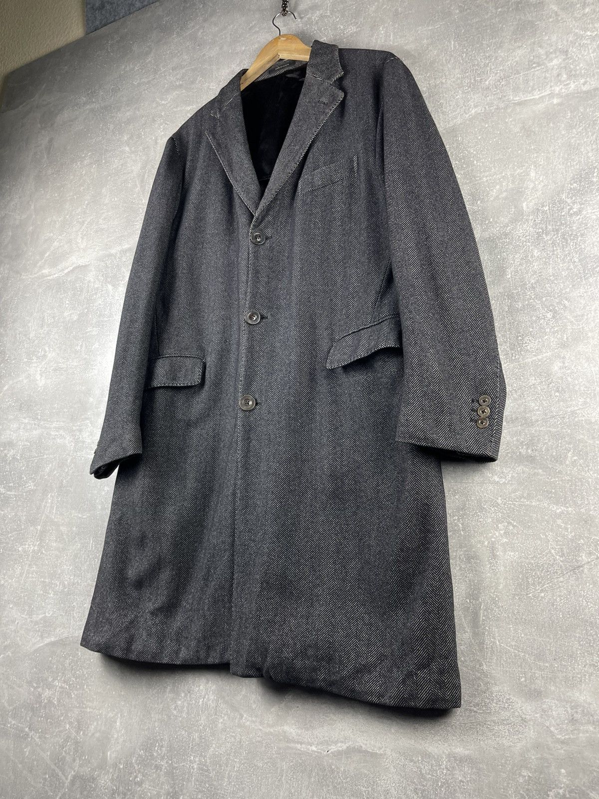 Boglioli Vintage Boglioli Herringbone Wool Overcoat Made In Italy Size US L / EU 52-54 / 3 - 2 Thumbnail