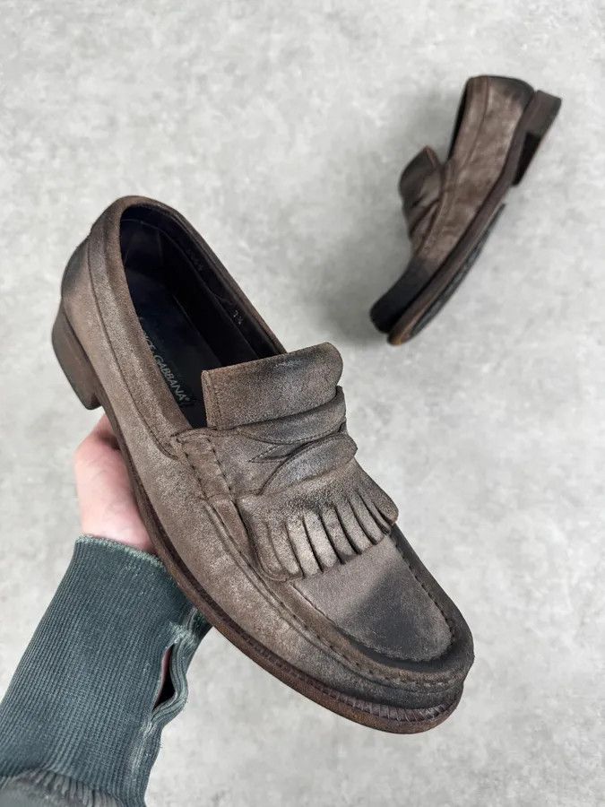 Dolce & Gabbana Dolce & Gabbana Grey Suede Fringes Loafer Size US 7.5 / EU 40-41 - 1 Thumbnail