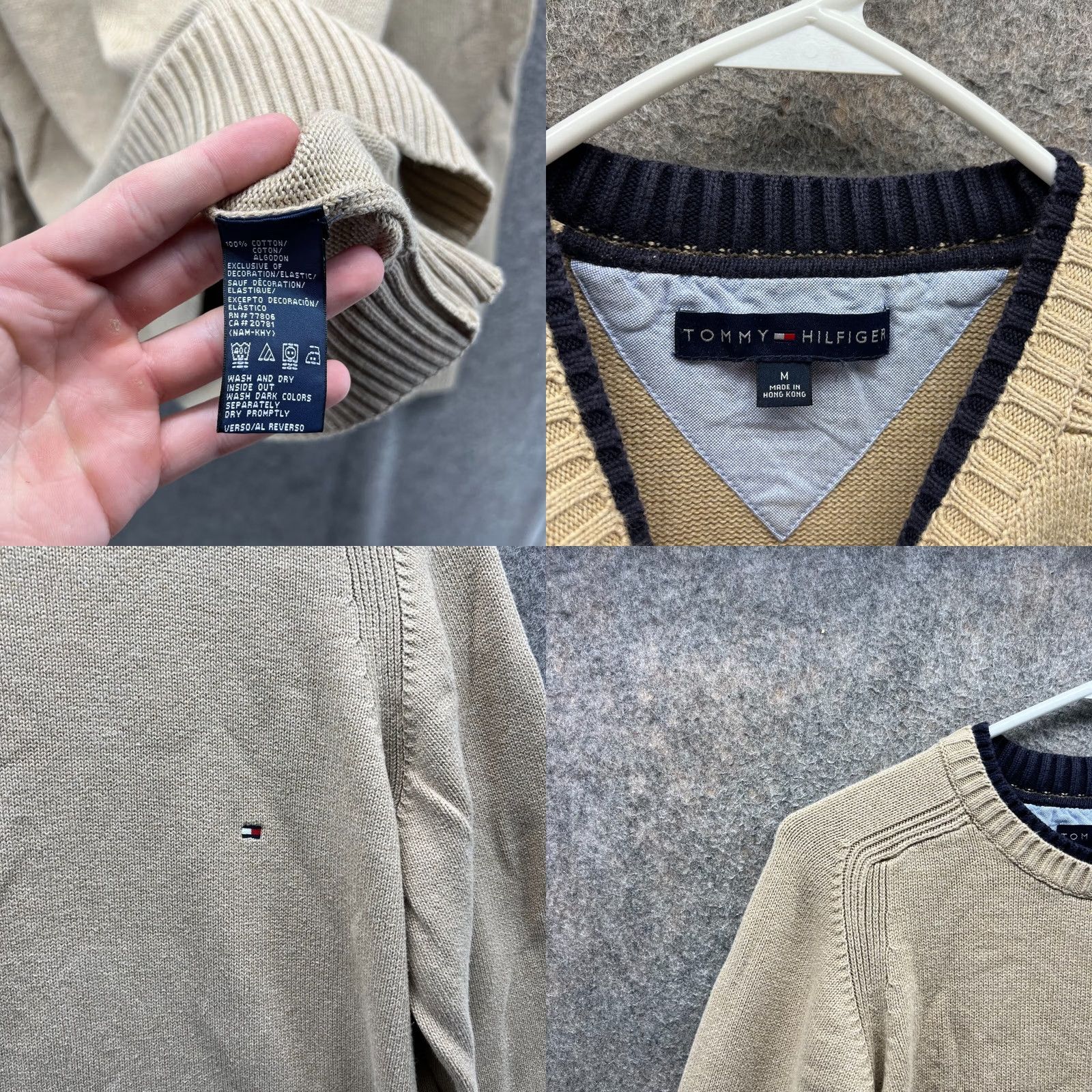 Tommy Hilfiger VINTAGE Tommy Hilfiger Sweater Mens M Khaki Crewneck Fleece Pullover Beige Tan Logo Striped? (Note: Original lacked stripes; adjust to exact terms.) Size US M / EU 48-50 / 2 - 8 Thumbnail