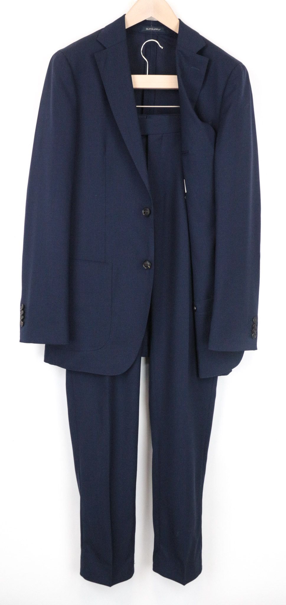 image of Suitsupply Havana Traveller Uk40L Unlined Slim Navy Wool Suit 69176, Men's