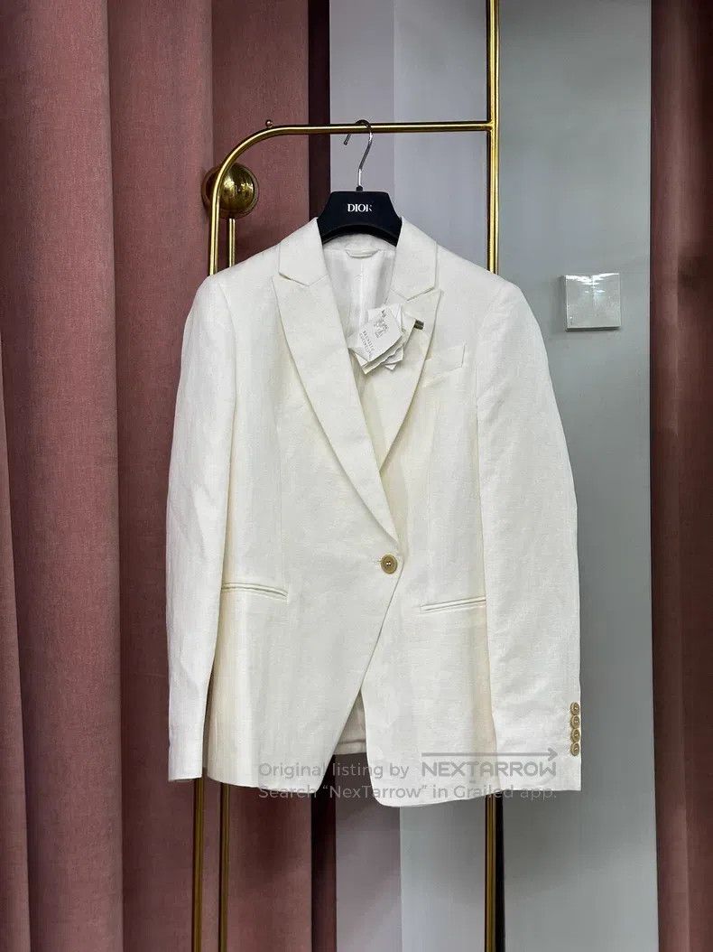 Brunello Cucinelli Brunello Cucinelli White Blazer Jacket Size XS / US 0-2 / IT 36-38 - 1 Thumbnail
