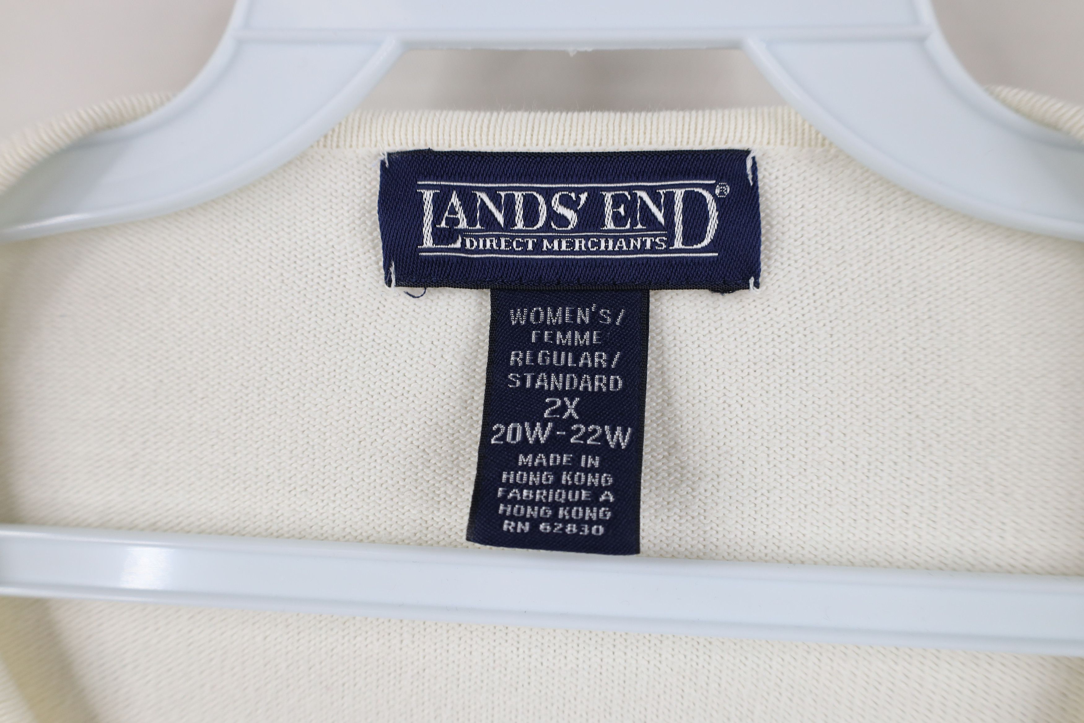 Lands' End Vintage 90s Lands End Lightweight Ribbed Knit Sweater Cream Size XXL / US 16-18 / IT 52-54 - 7 Thumbnail