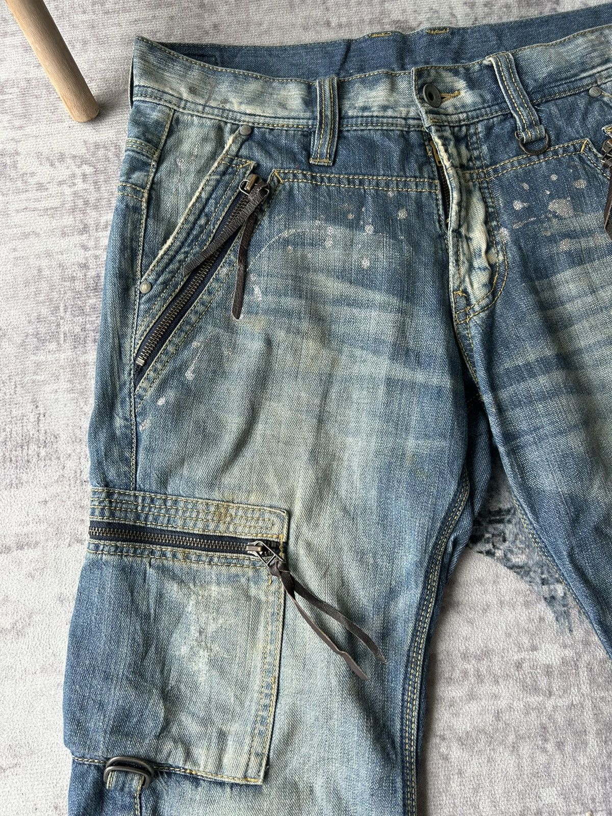 If Six Was Nine Nicole Men Distressed Cargo Jeans Size US 32 / EU 48 - 2 Thumbnail