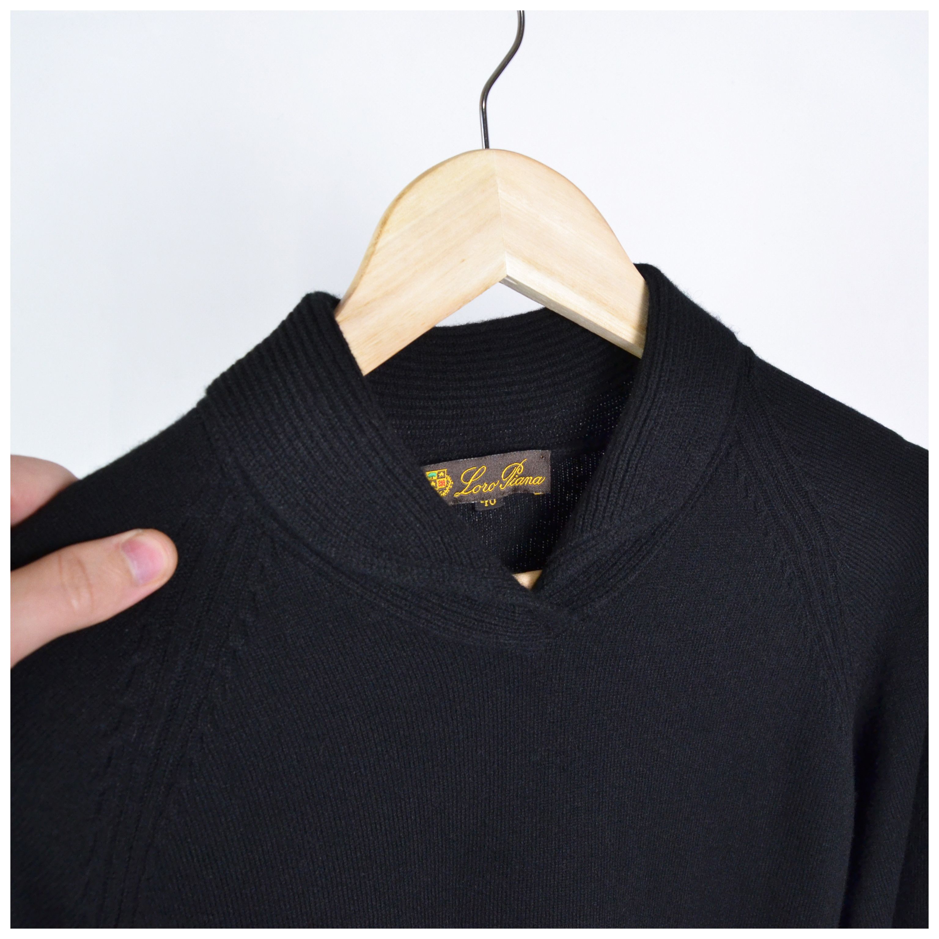 Loro Piana Vintage Loro Piana Black Cashmere Shawl Collar Sweater Size XL / US 12-14 / IT 48-50 - 20 Thumbnail
