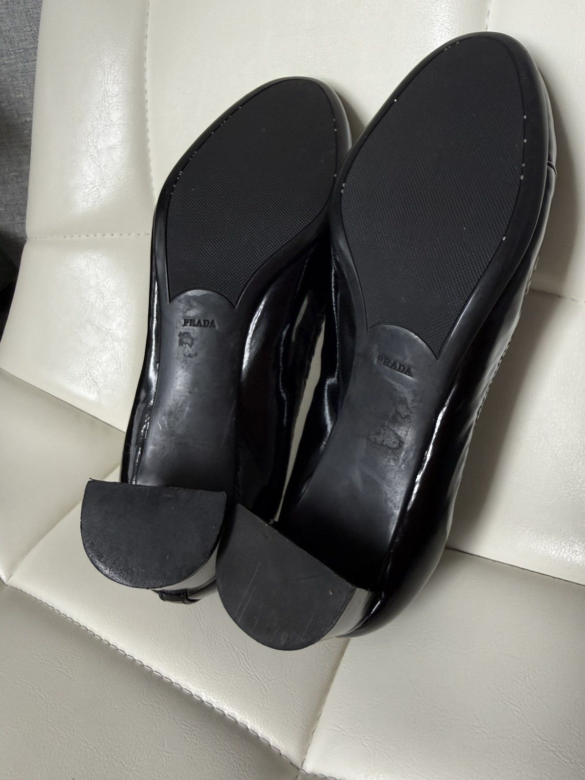 Prada Prada Linea Rossa Patent Leather Loafers Block Heel Shoes Size US 7 / IT 37 - 19 Thumbnail