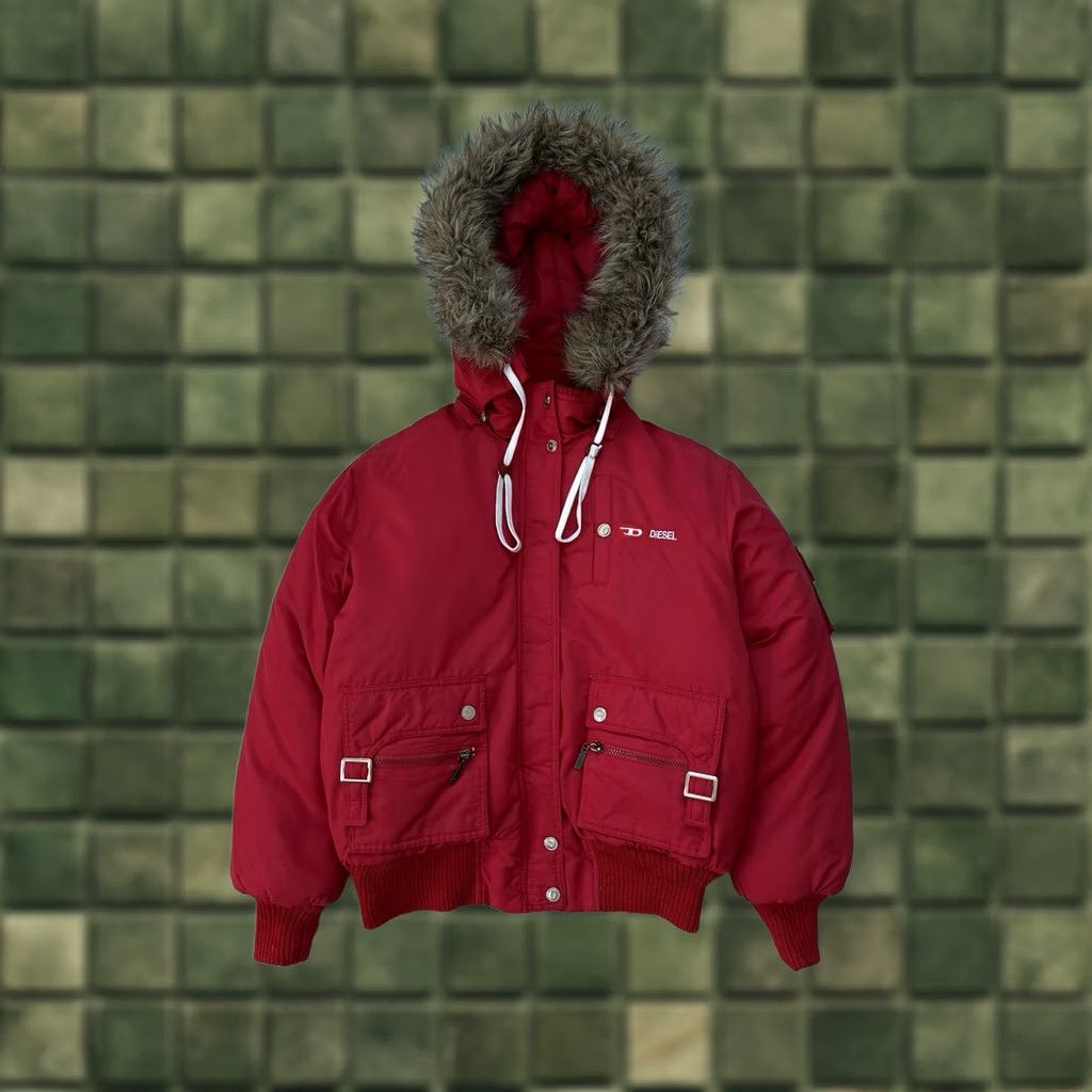 Diesel VINTAGE Diesel Bomber Jacket Unisex S Red Nano Nylon Faux Fur Y2K Japan Style 90s City Diesel Japan Style Size US S / EU 44-46 / 1 - 1 Thumbnail