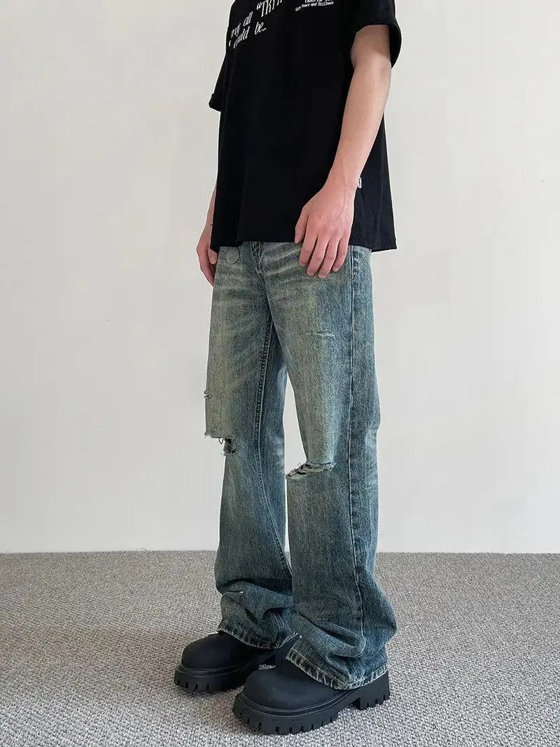 Japanese Brand Retro loose ripped micro flared jeans Size US 32 / EU 48 - 2 Thumbnail