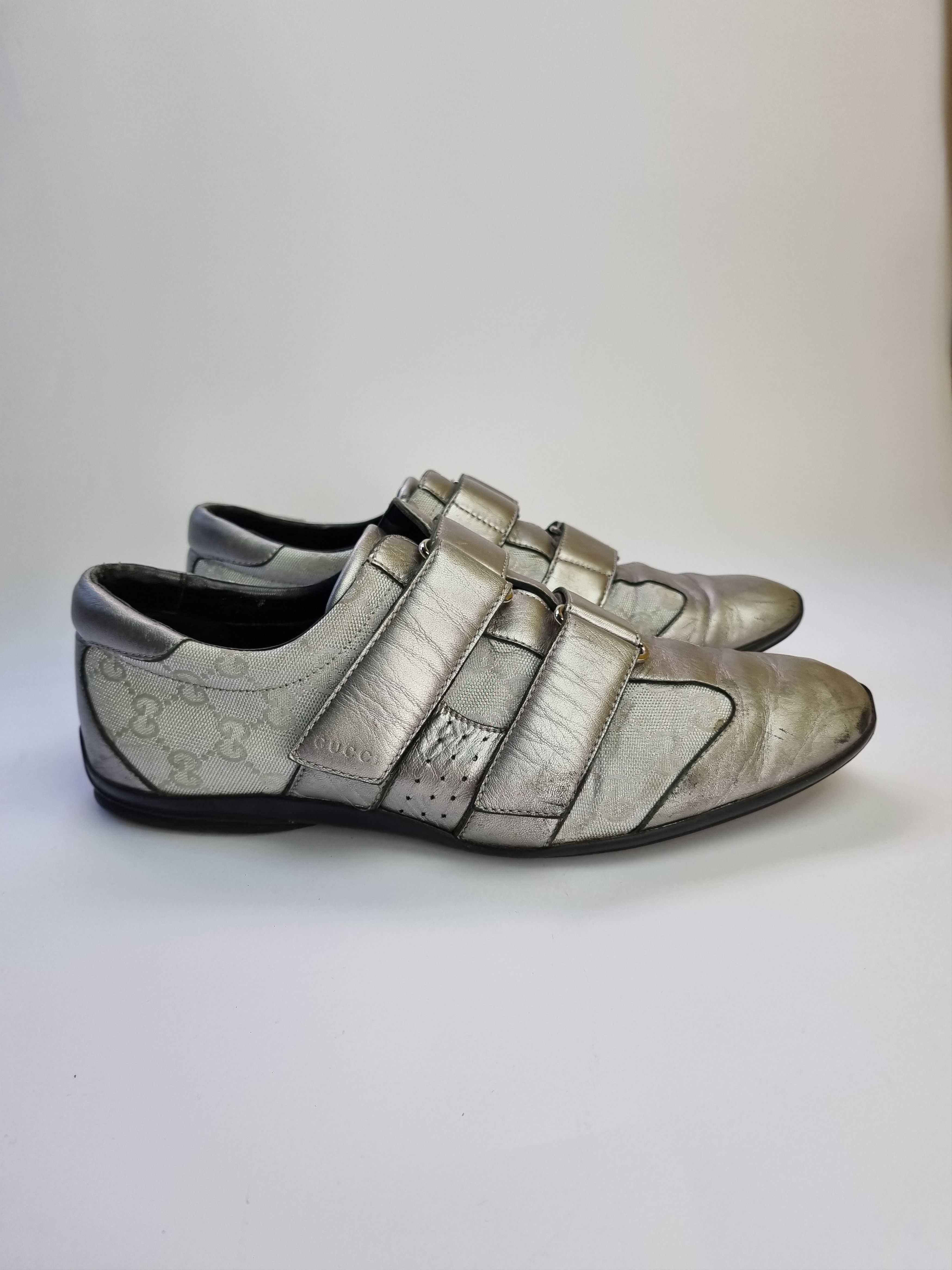 Gucci × Vintage Gucci Monogram Leather Metallic Italian Sneakers 091838 Size US 8 / EU 41 - 1 Thumbnail