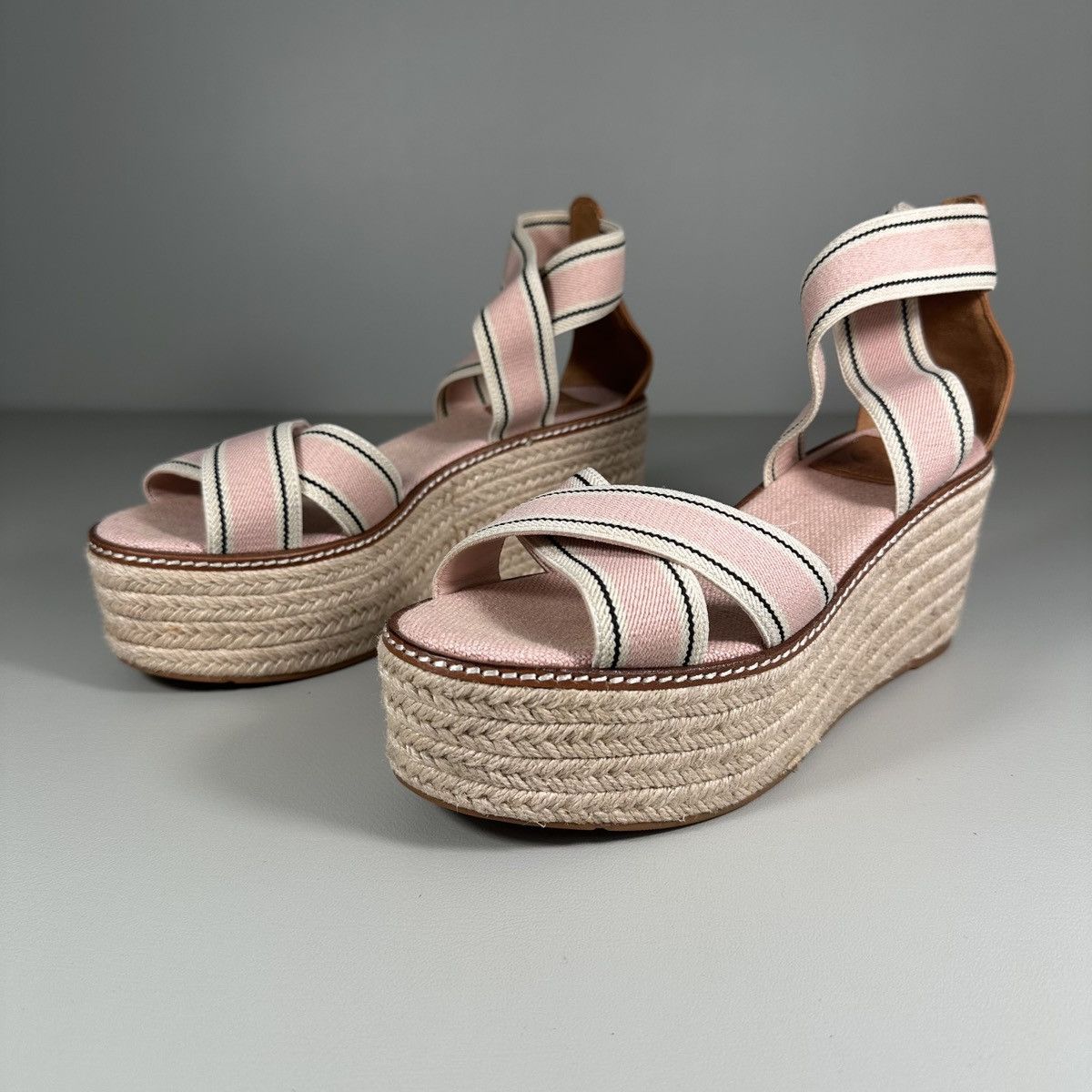 Tory Burch Tory Burch Frieda Cross Strap Blush Pink Espadrille Sandals Size US 7.5 / IT 37.5 - 2 Thumbnail