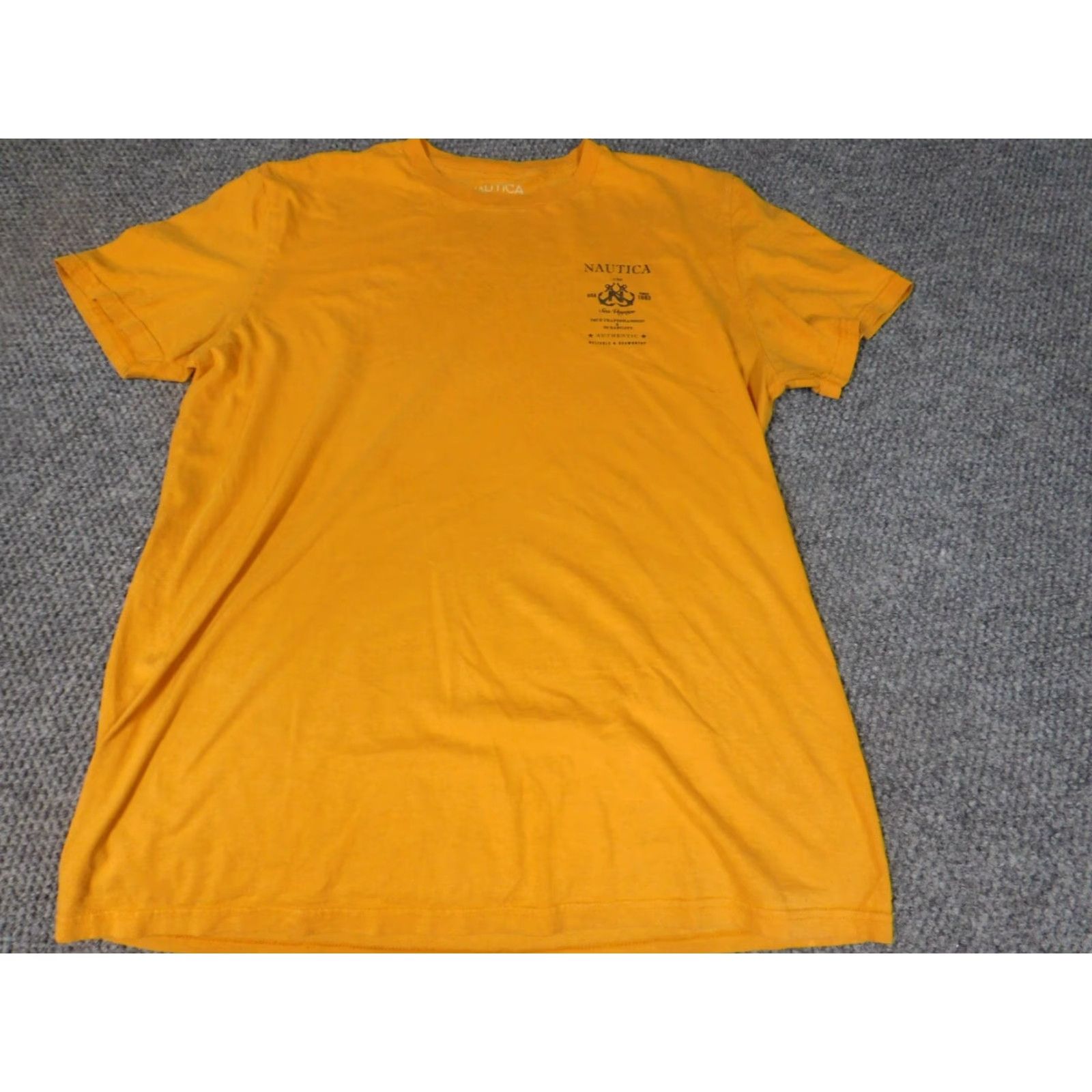 Nautica Nautica Shirt T-Shirt Mens L Yellow Short Sleeve Crew Neck Logo Cotton Blend, Polyester Classic All Seasons, Regular Fit, Navy? Wait, yellow. Size US L / EU 52-54 / 3 - 3 Thumbnail