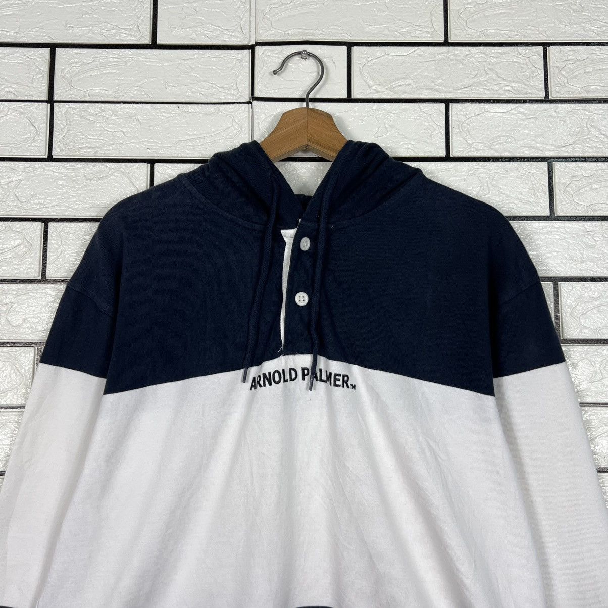 Japanese Brand ARNOLD PALMER Big Logo HalfButton Pullover Hoodie #4257-C194 Size US L / EU 52-54 / 3 - 9 Thumbnail